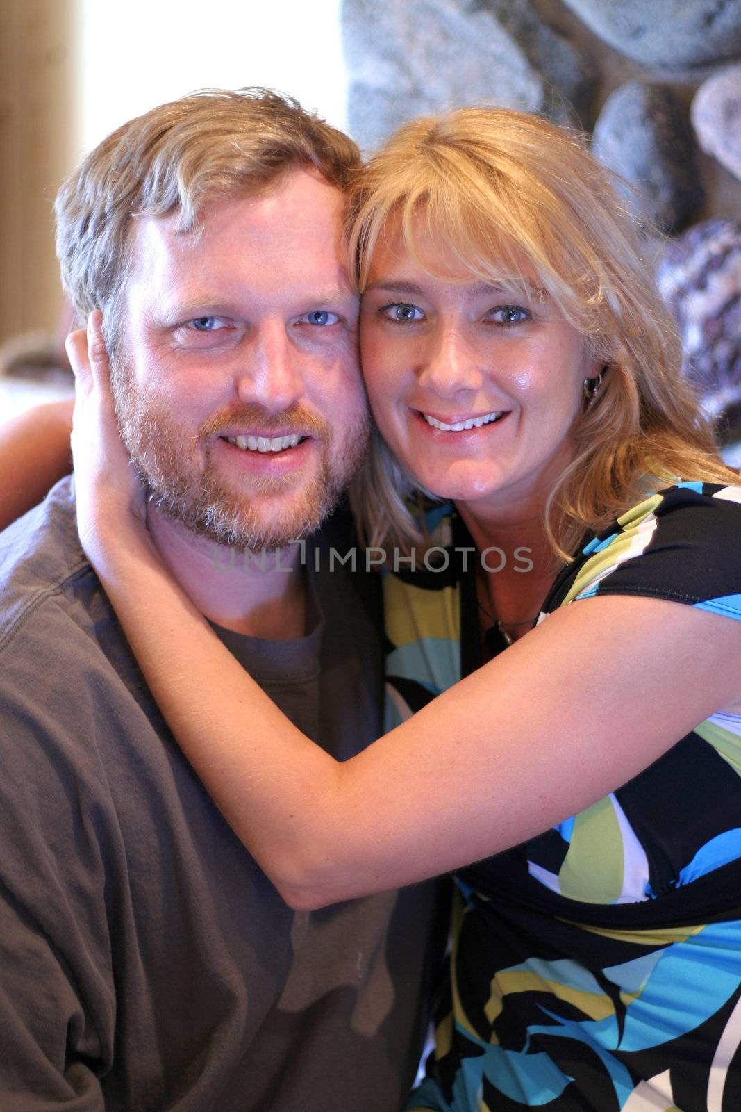 Handsome couple hugging