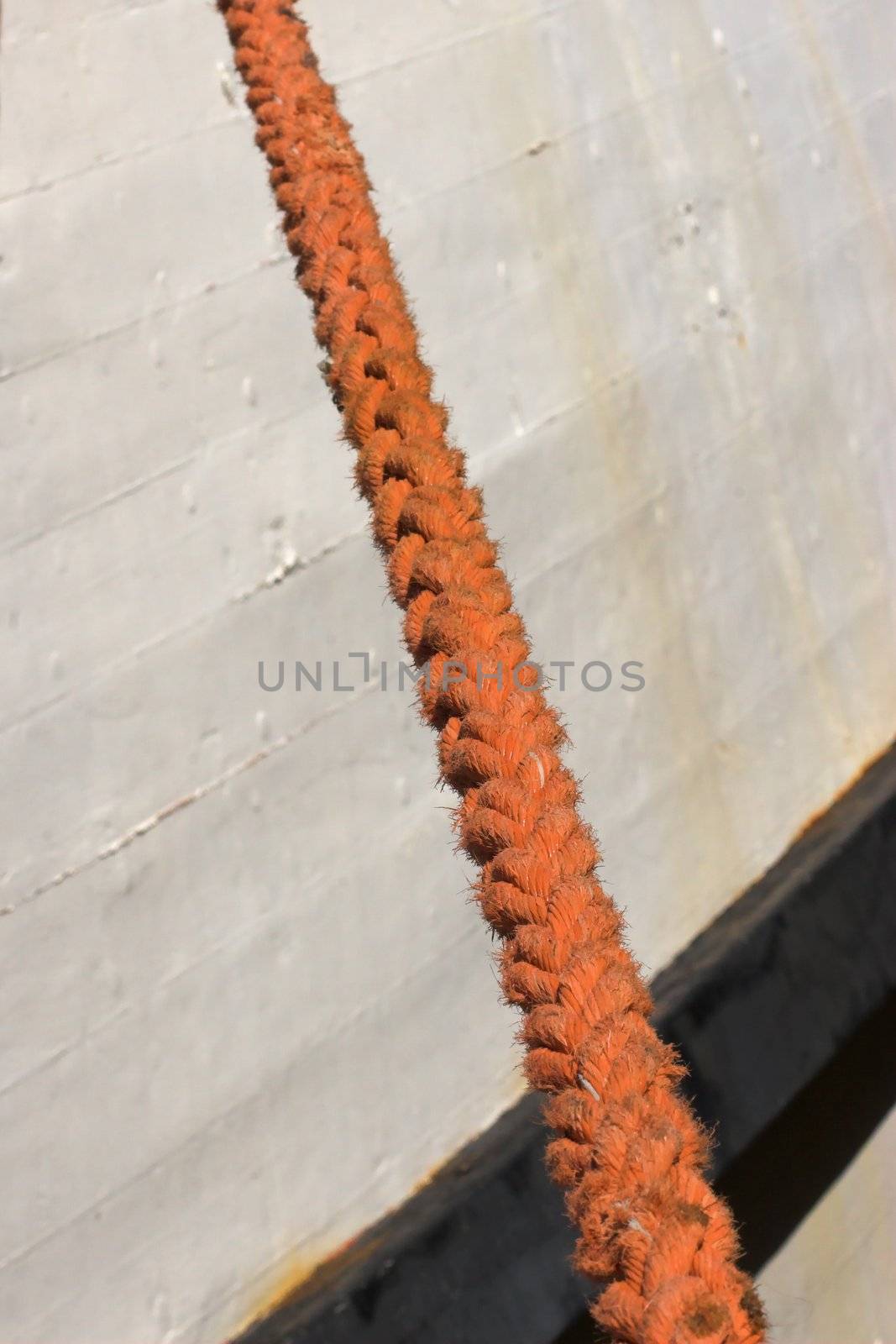 Close up macro shot of a mooring rope