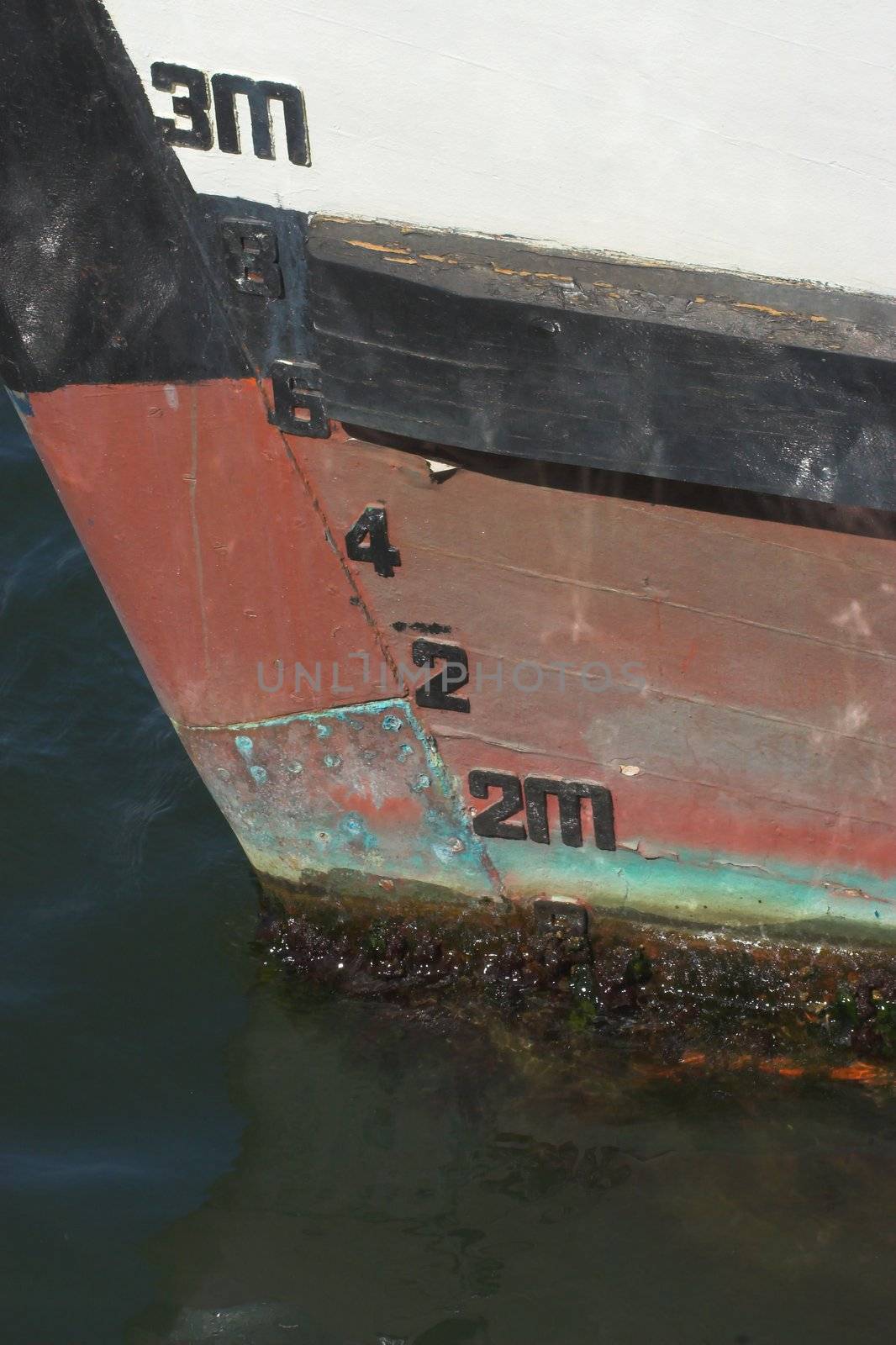 Depth measurements on the bow of a boat