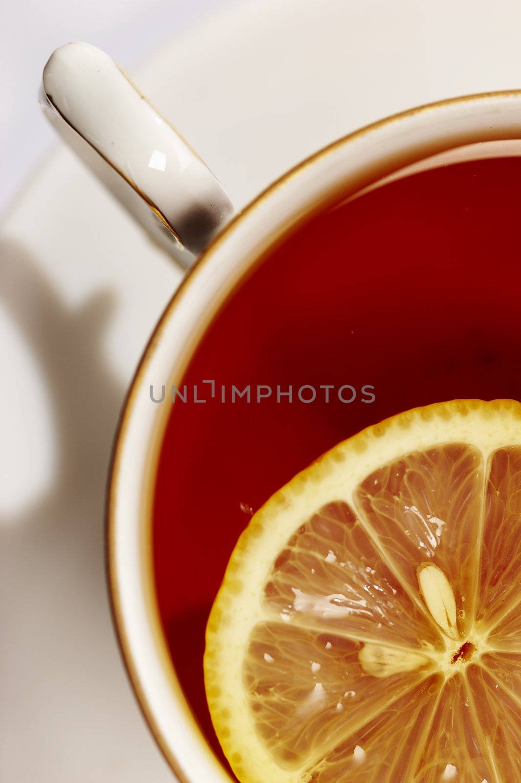 cup of tea with lemon, top�view