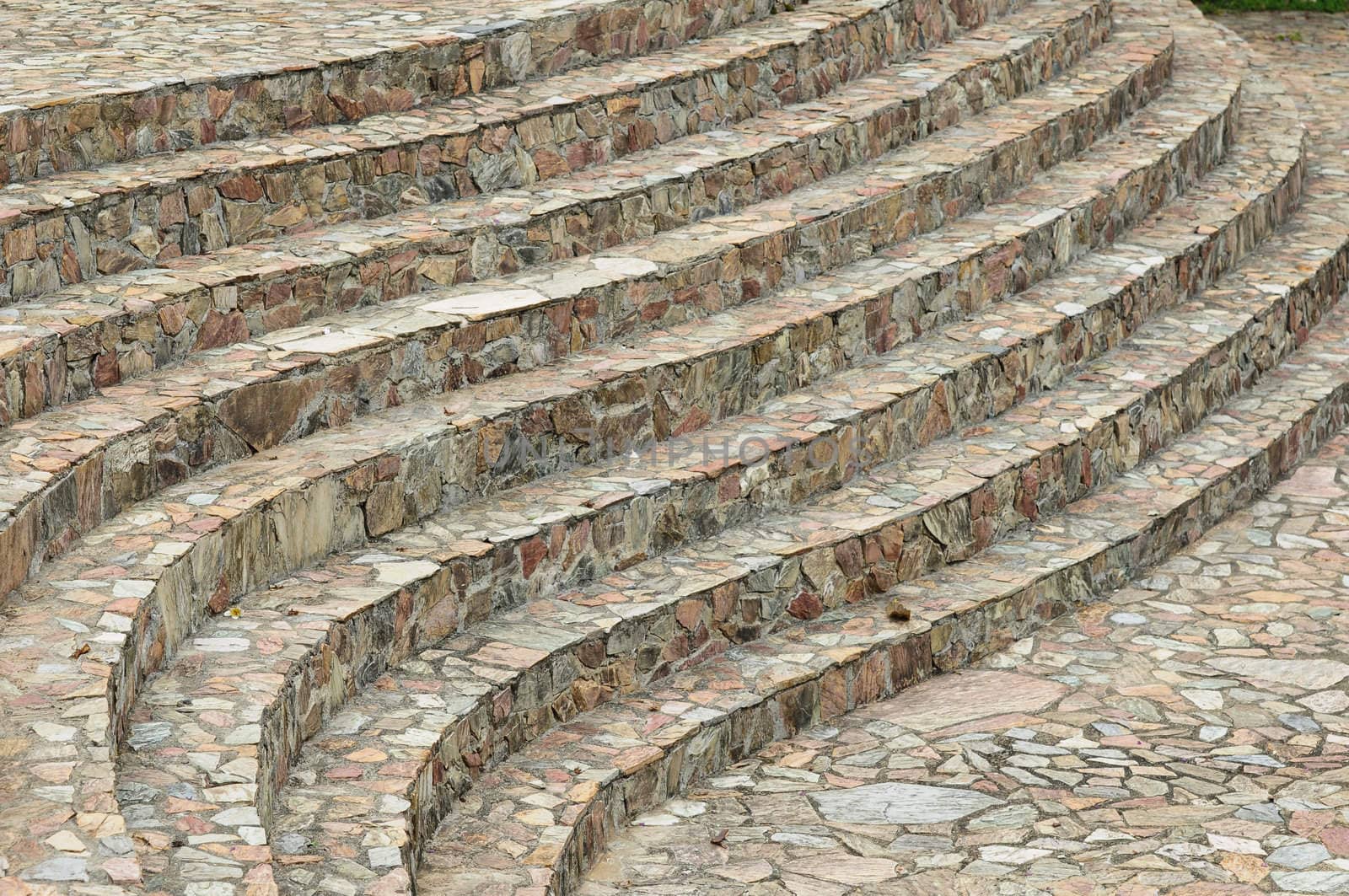 Curve of stone stairs  in Thai nature Park