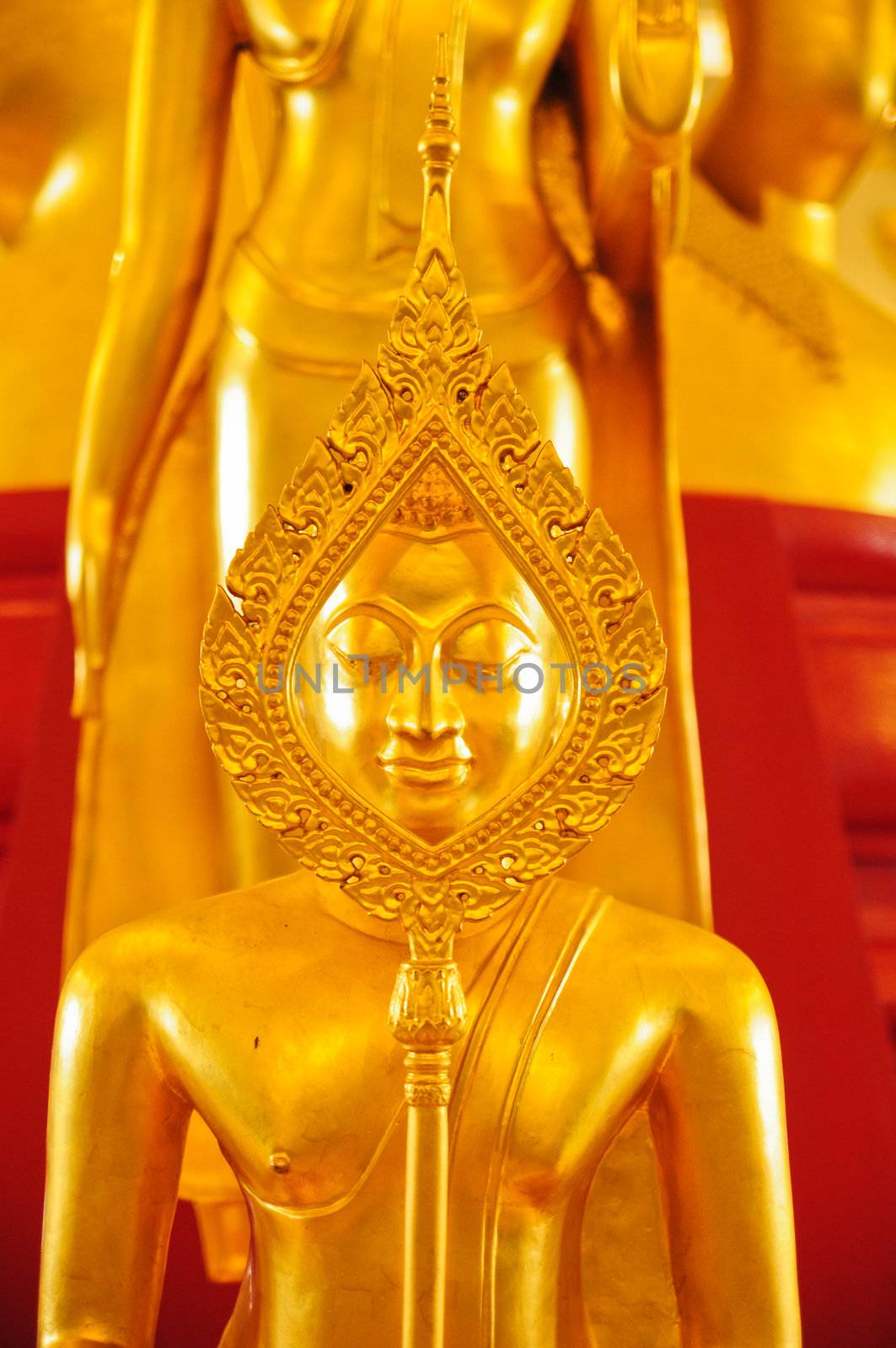 Golden buddha statue at thai temple