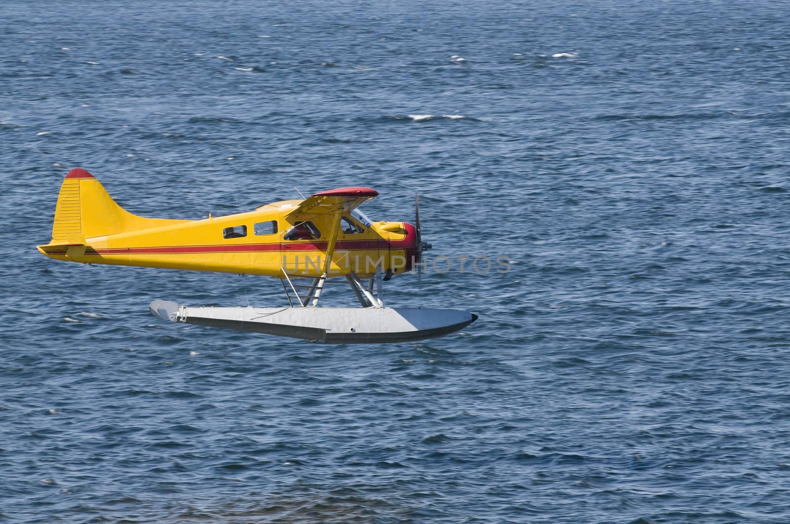 single-engined Seaplane coming in to land in Ketchikan, Alaska