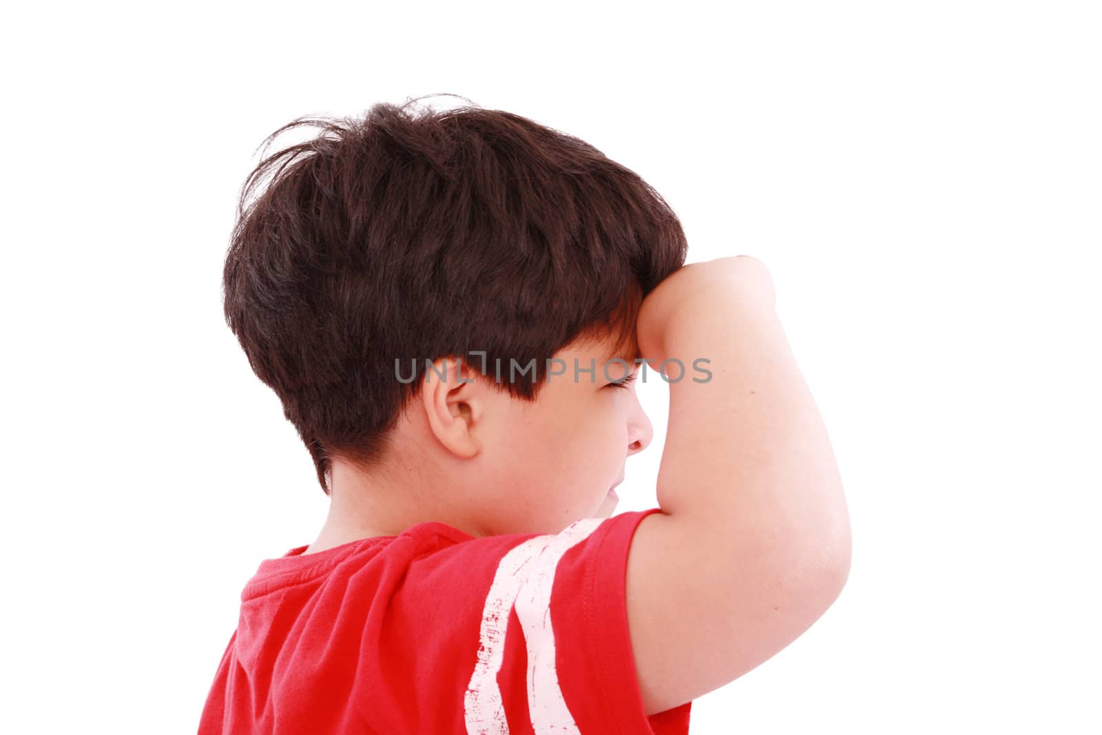 boy intently looking far away, isolated on white background by dacasdo