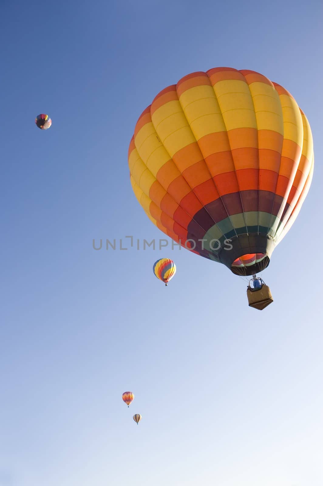 colorful balloons rising at dawn in the cold air at the Taos hot air balloon festival