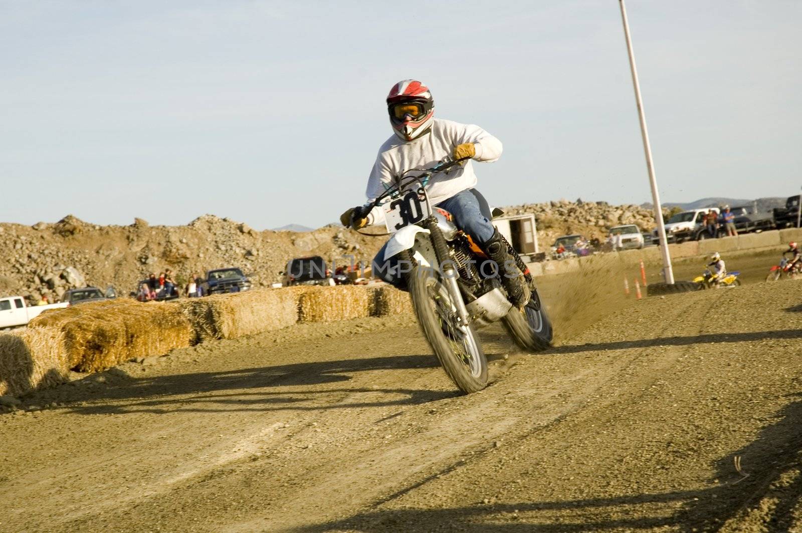 Dirt bike racers on track