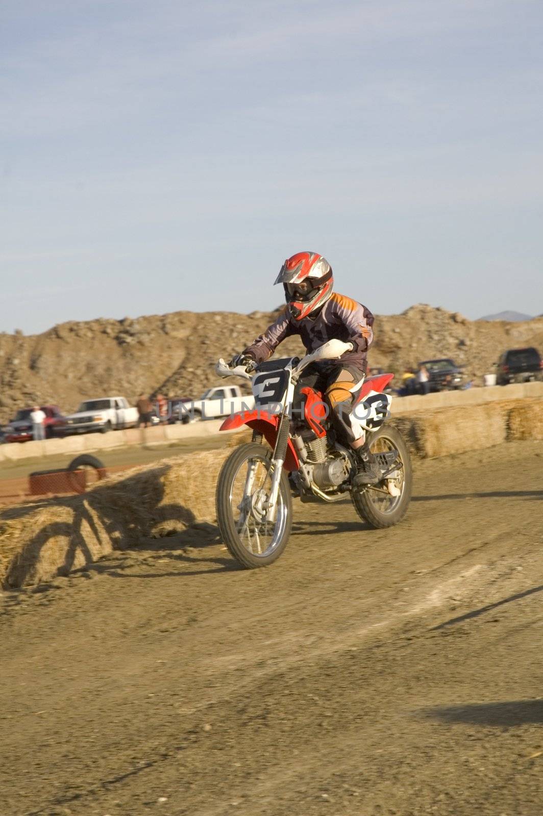 Dirt bike racer in race