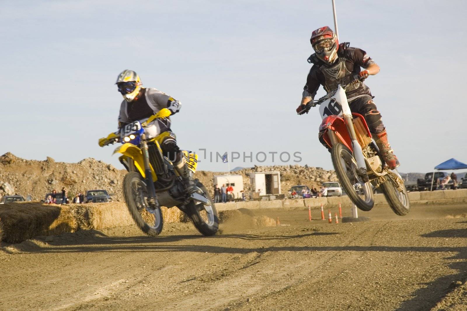 Dirt bike racers on track