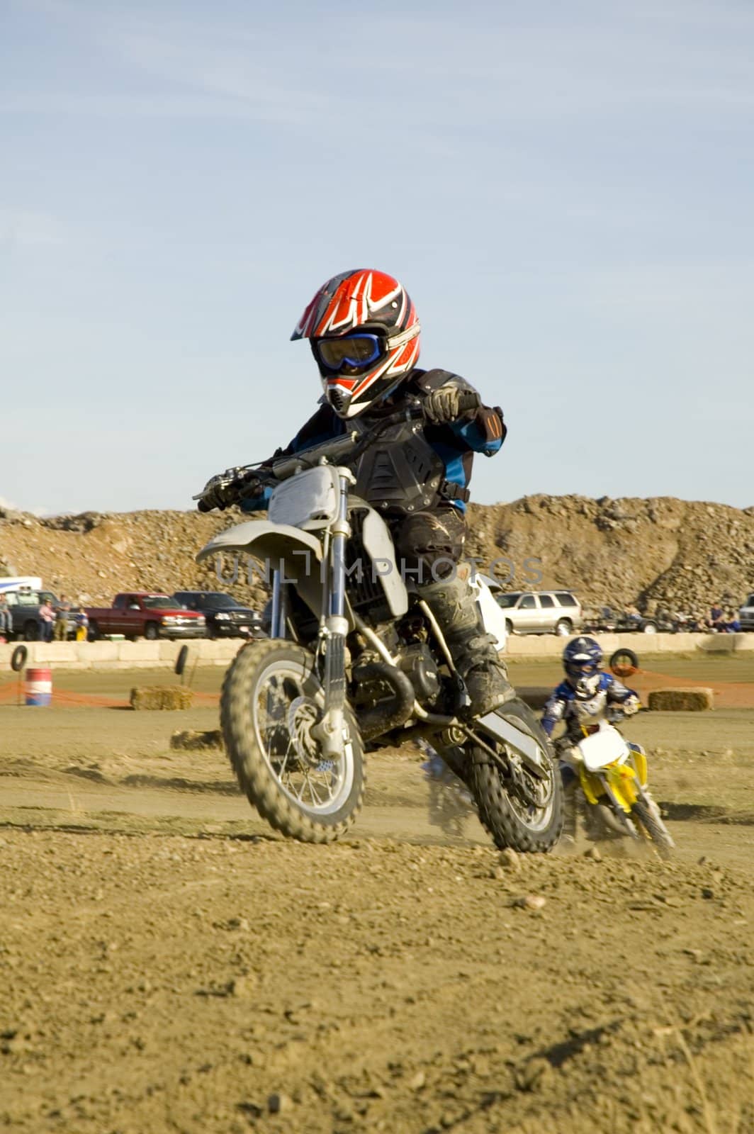 Dirt bike racer in the lead