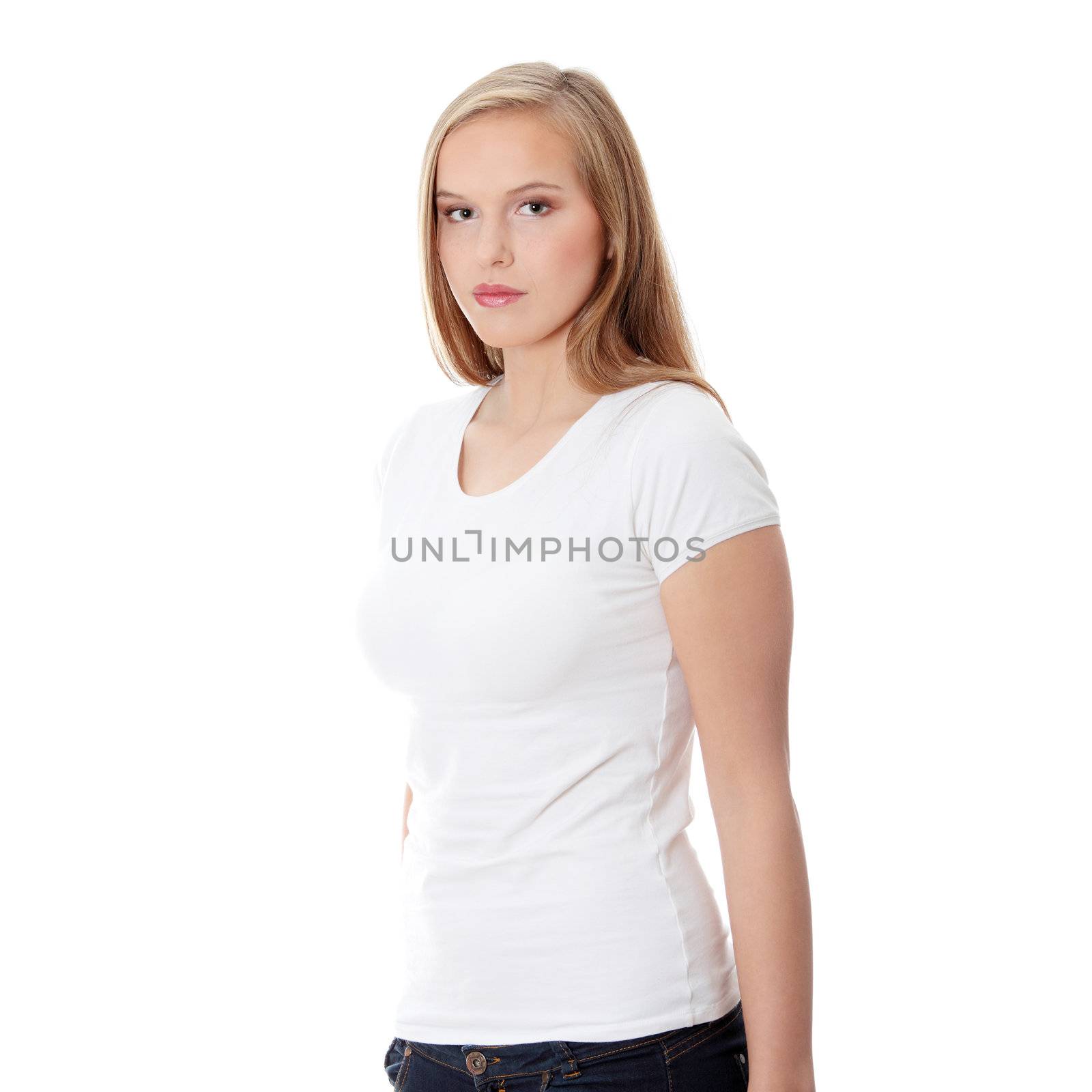 Teen girl isoalated on white background