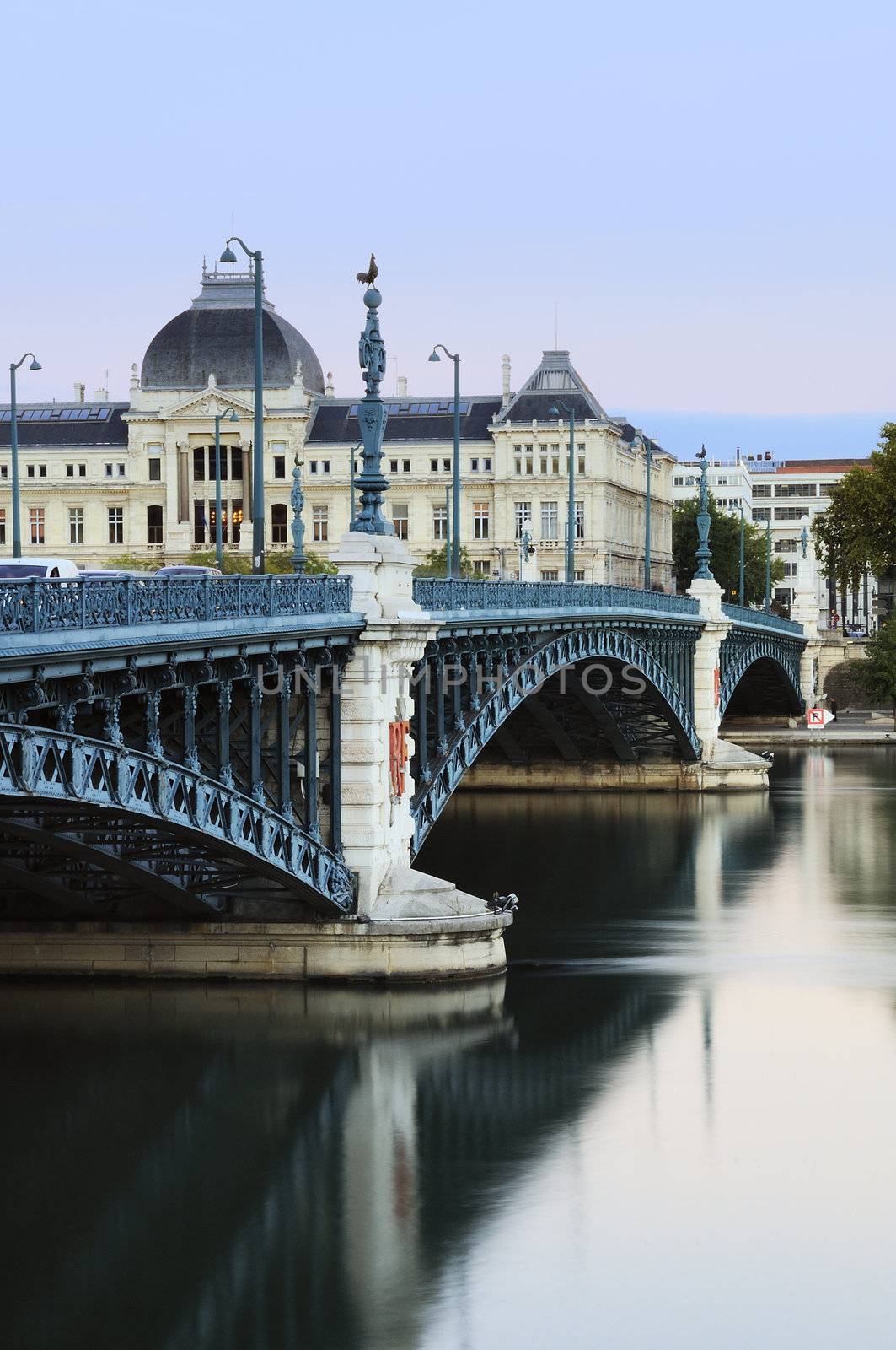 universities and Rhone river in Lyon, France