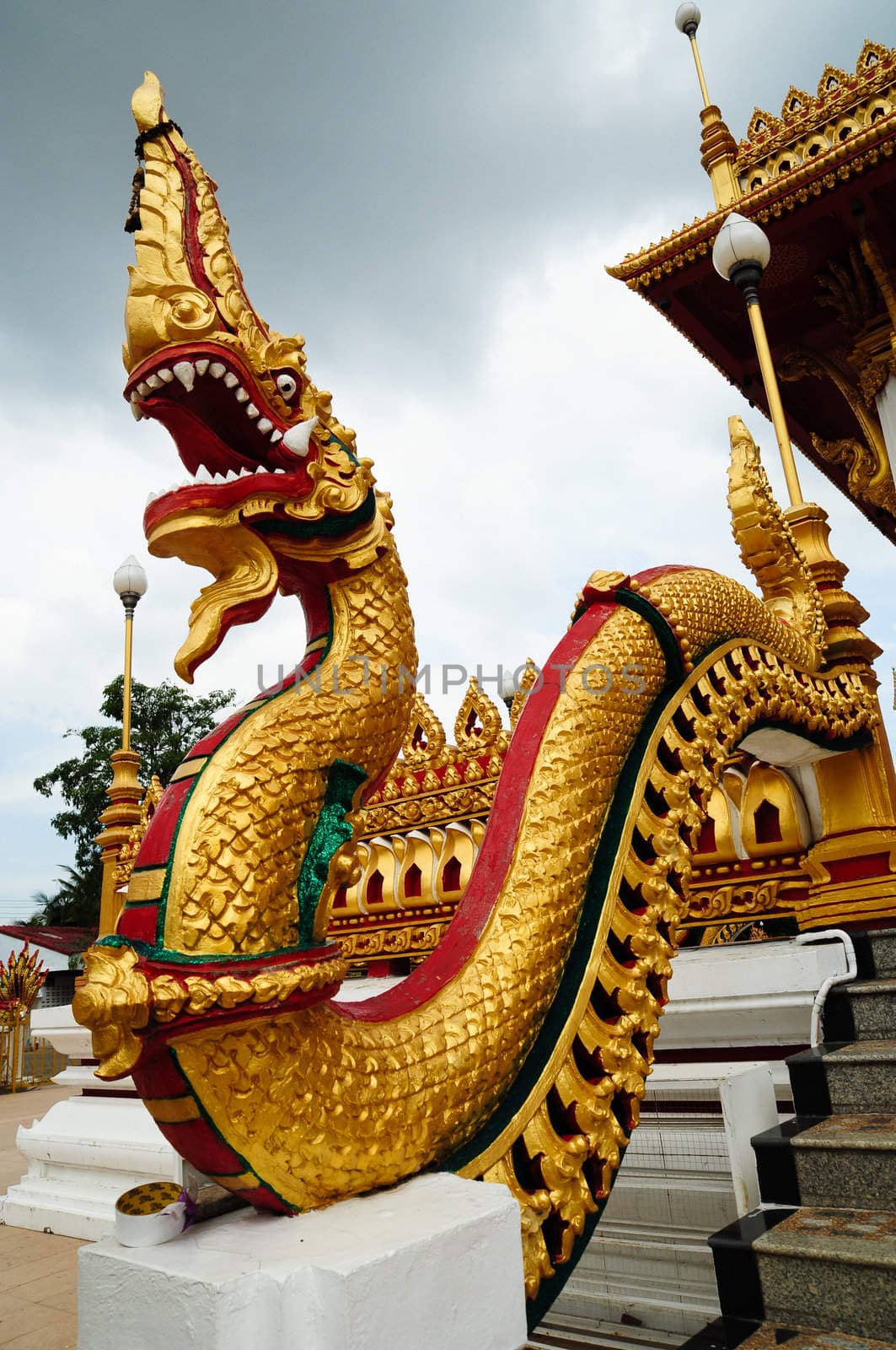 naga statue at thai temple
