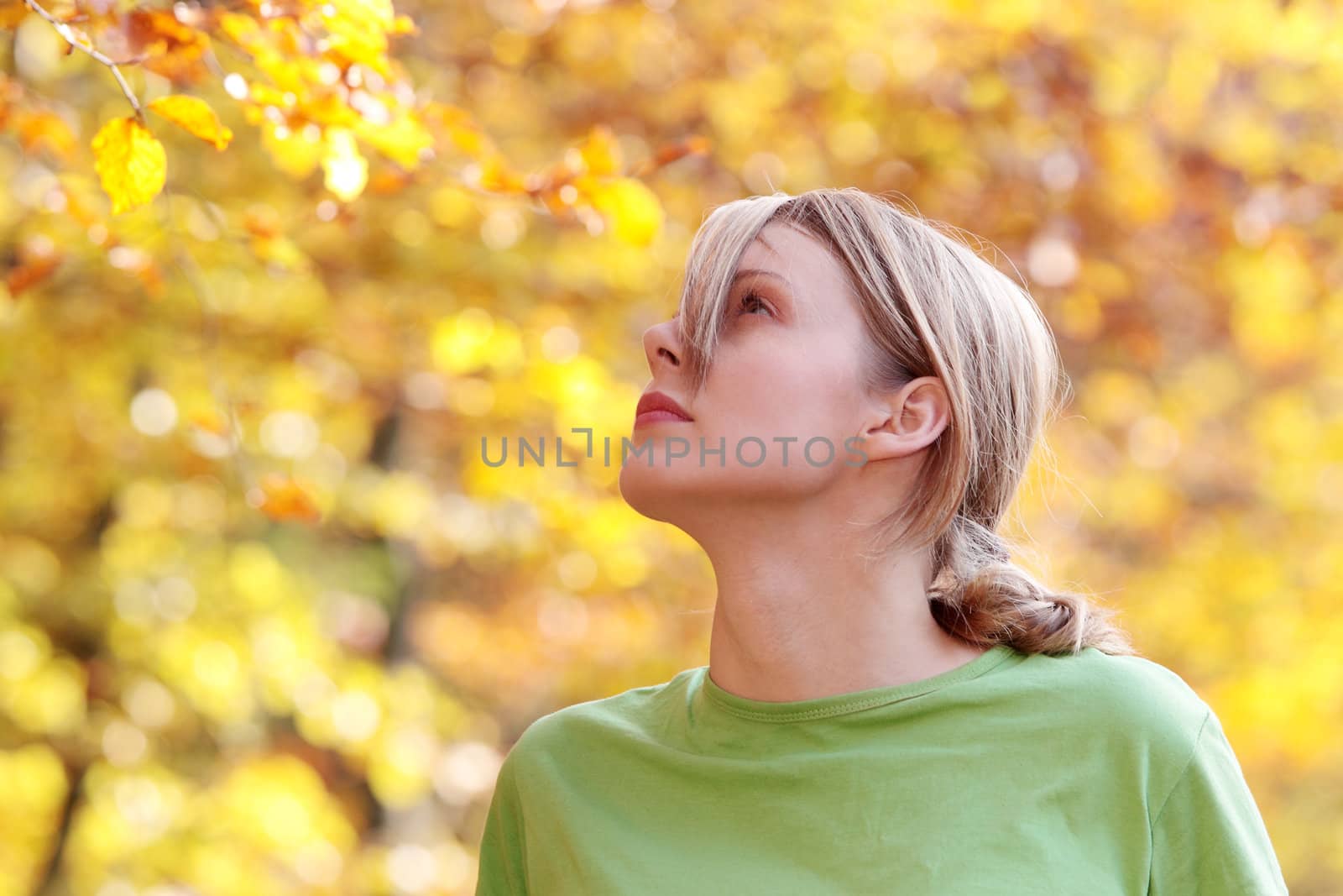 Beautiful young woman in autumn forest