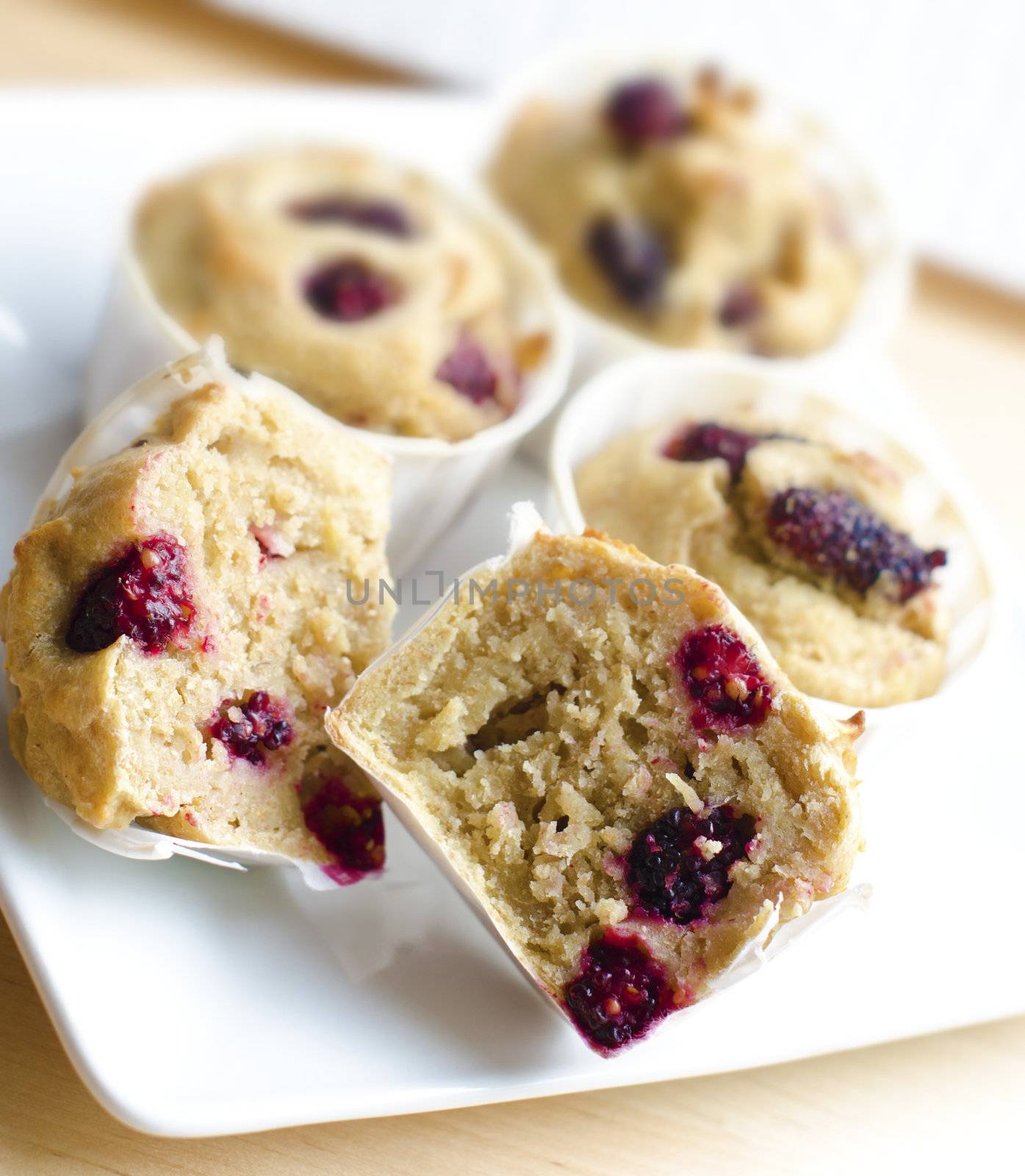 Delicious fresh baked mulberry muffins