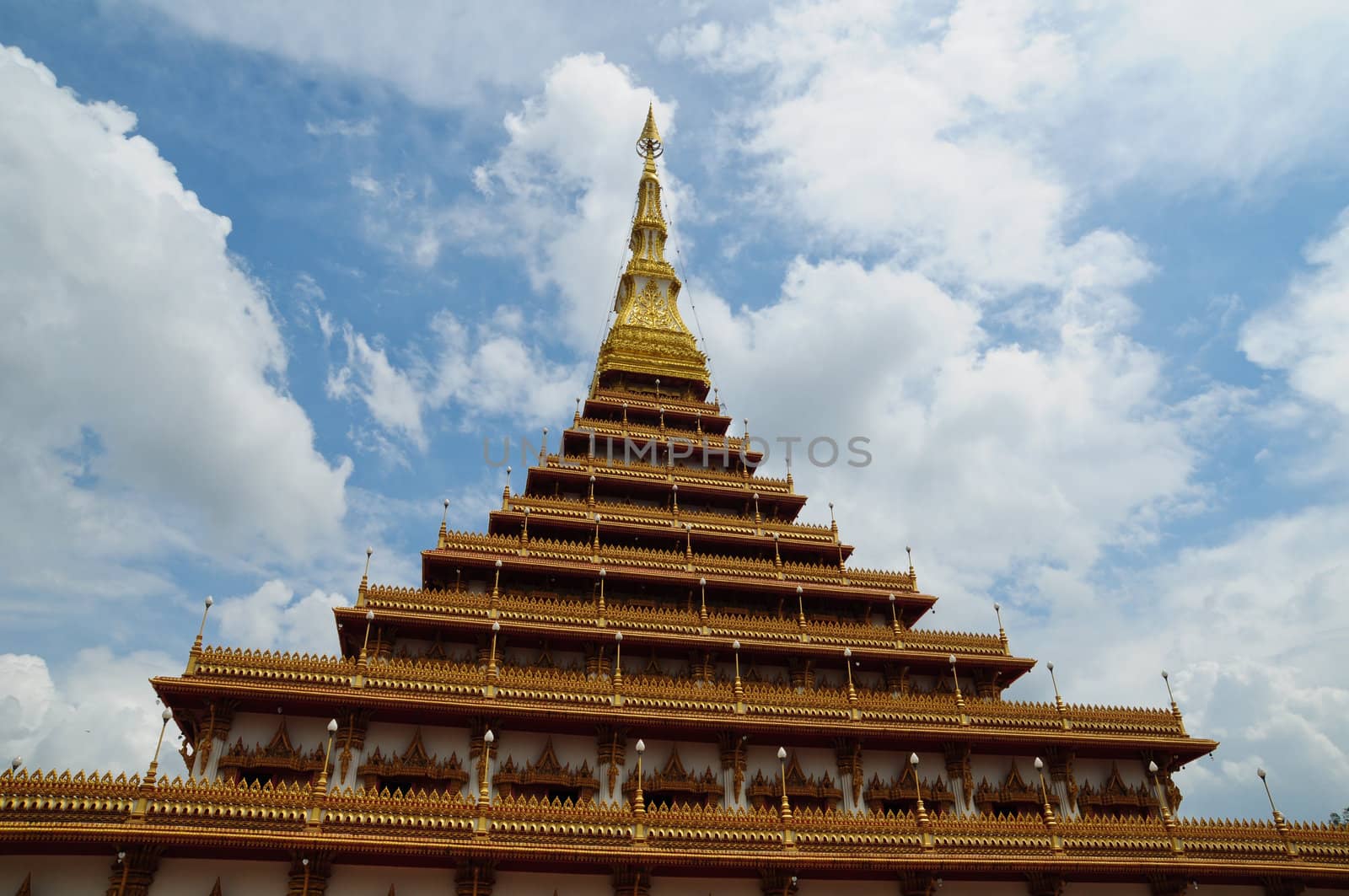 Golden pagoda at the temple, Khonkaen Thailand
