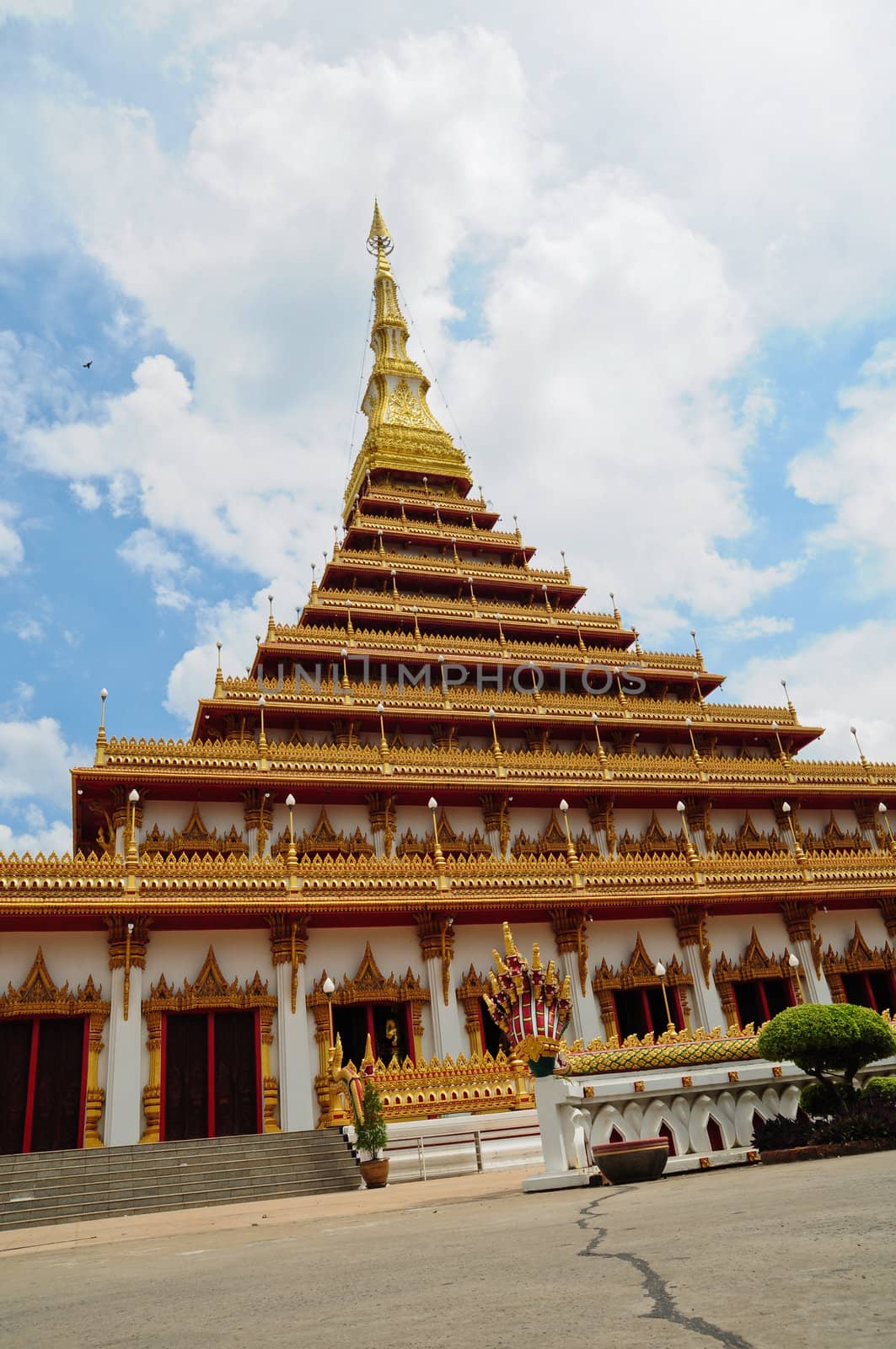 Golden pagoda at the temple, Khonkaen Thailand
