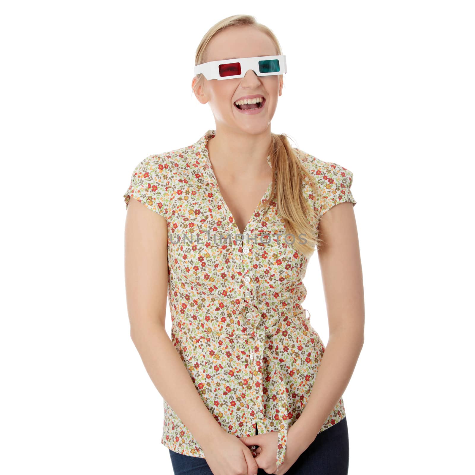 Woman in 3d cinema glasses by BDS