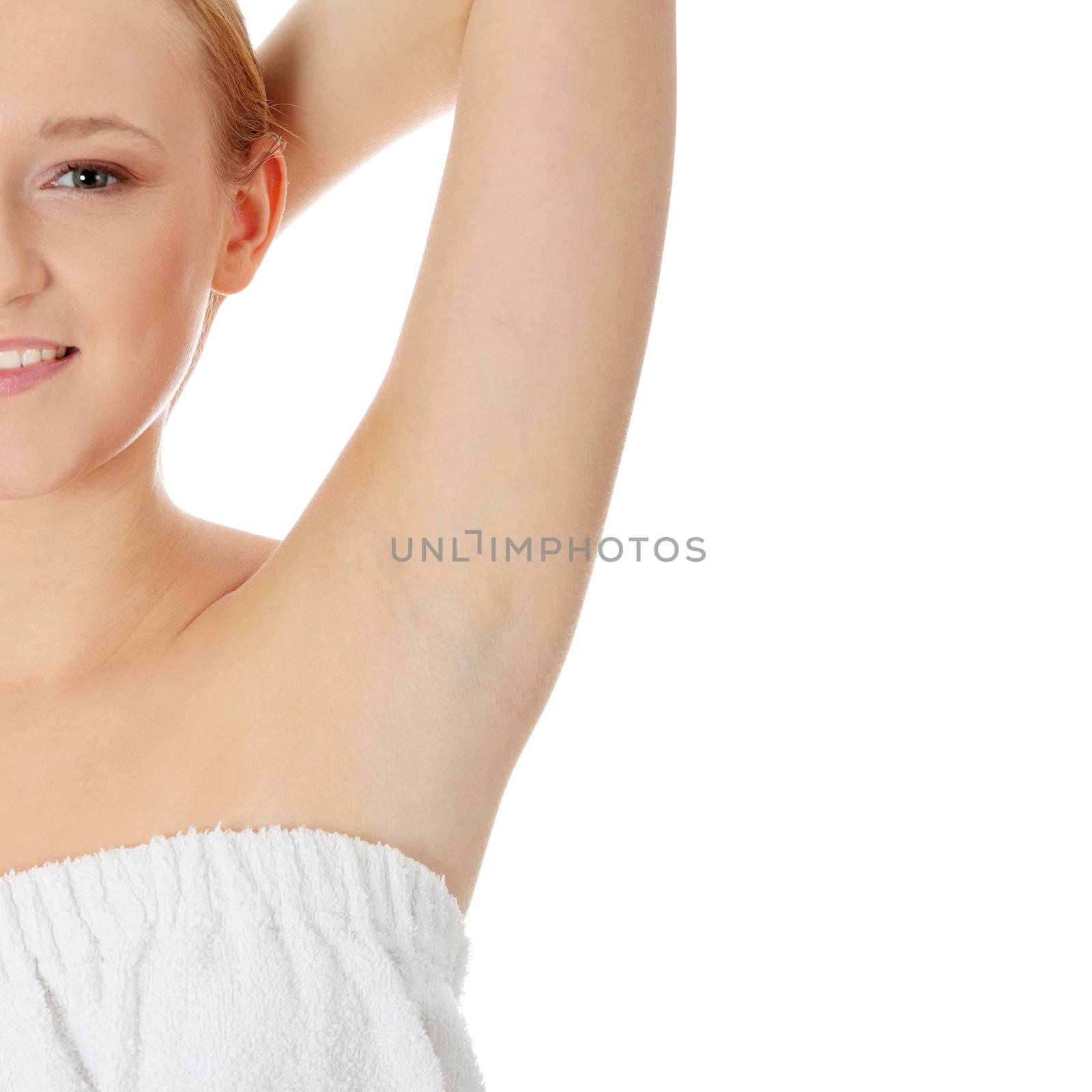 Woman's armpit, isolated on white
