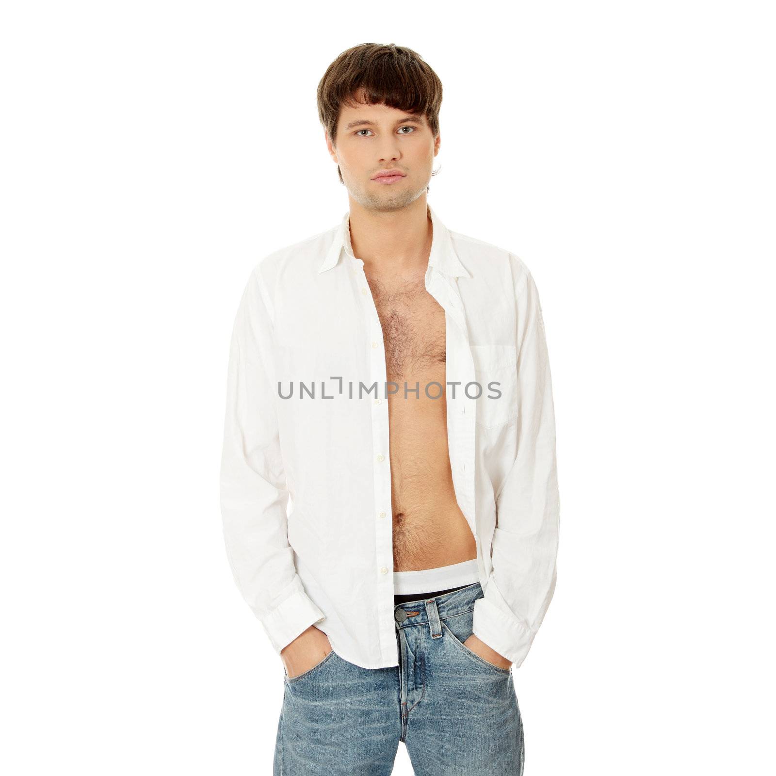 The young sexy man,isolated on white