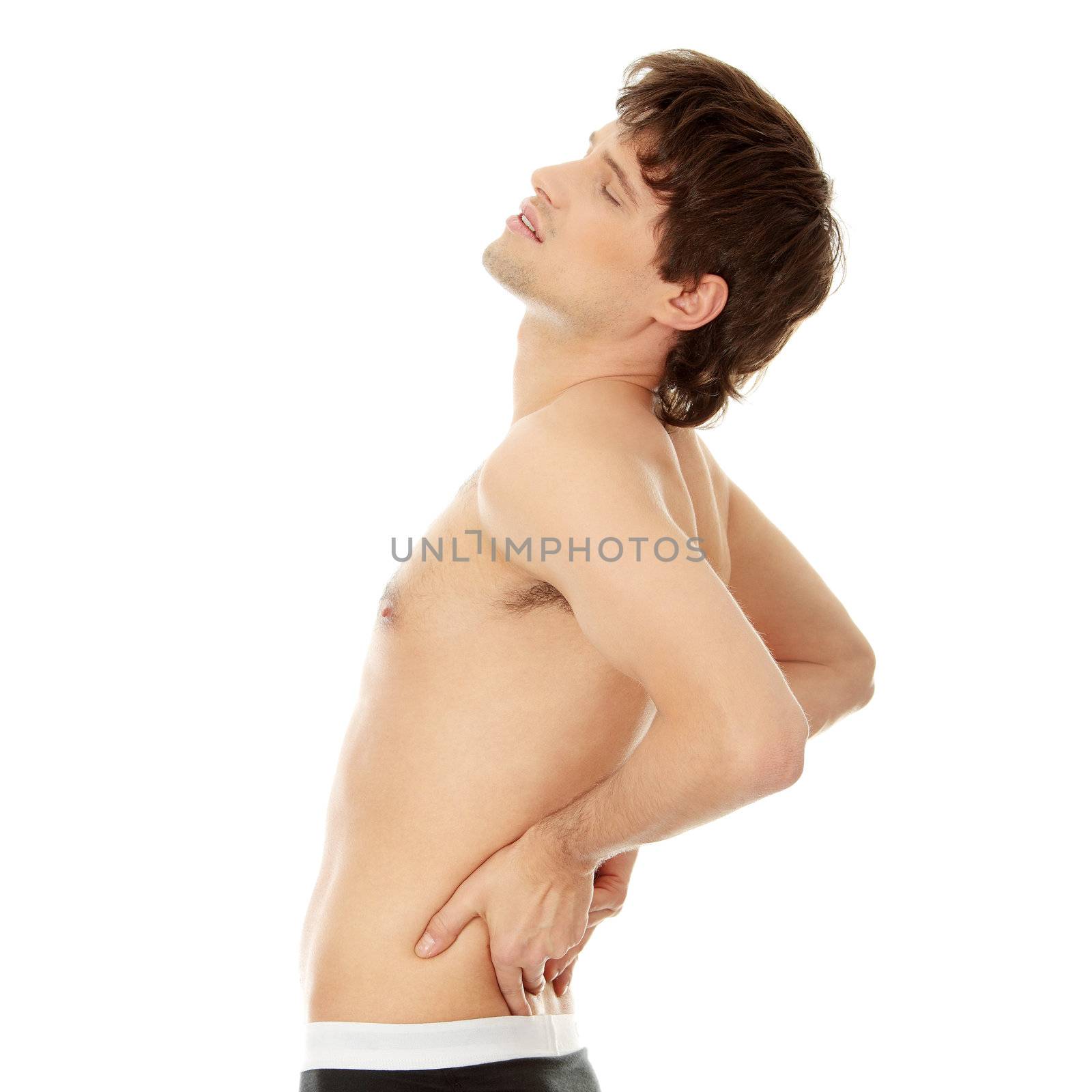 Back pain concept. Isolated on white background