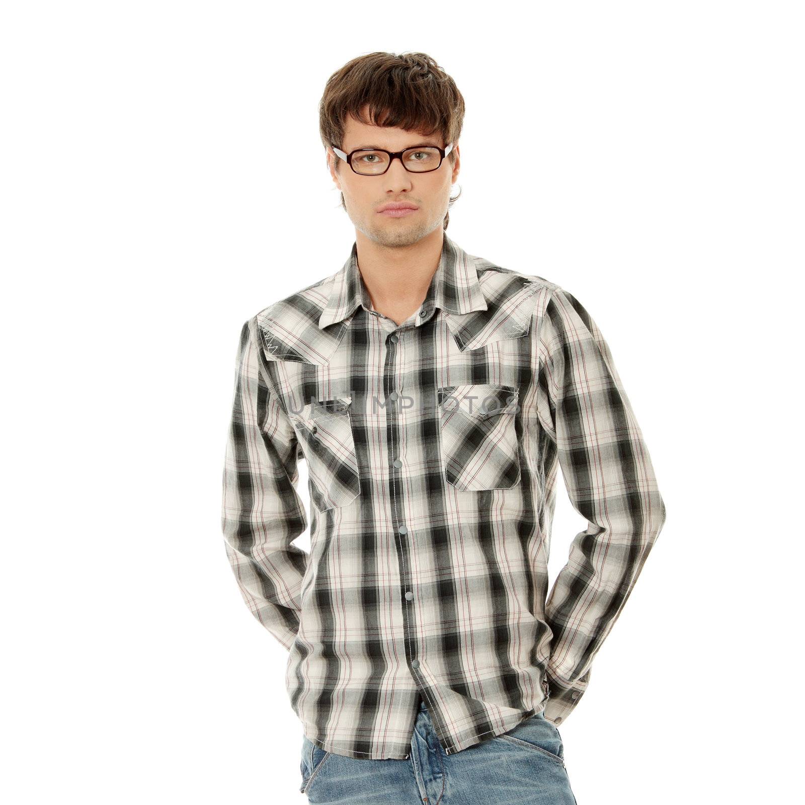 Young handsome man,isolated on a white background