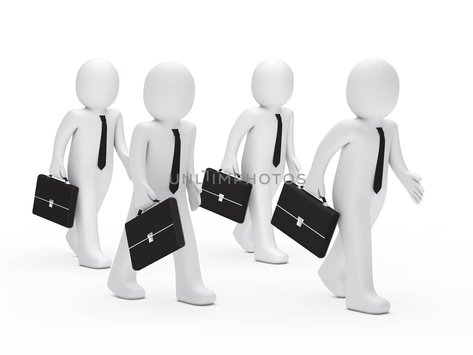 3d business man with briefcase tie go