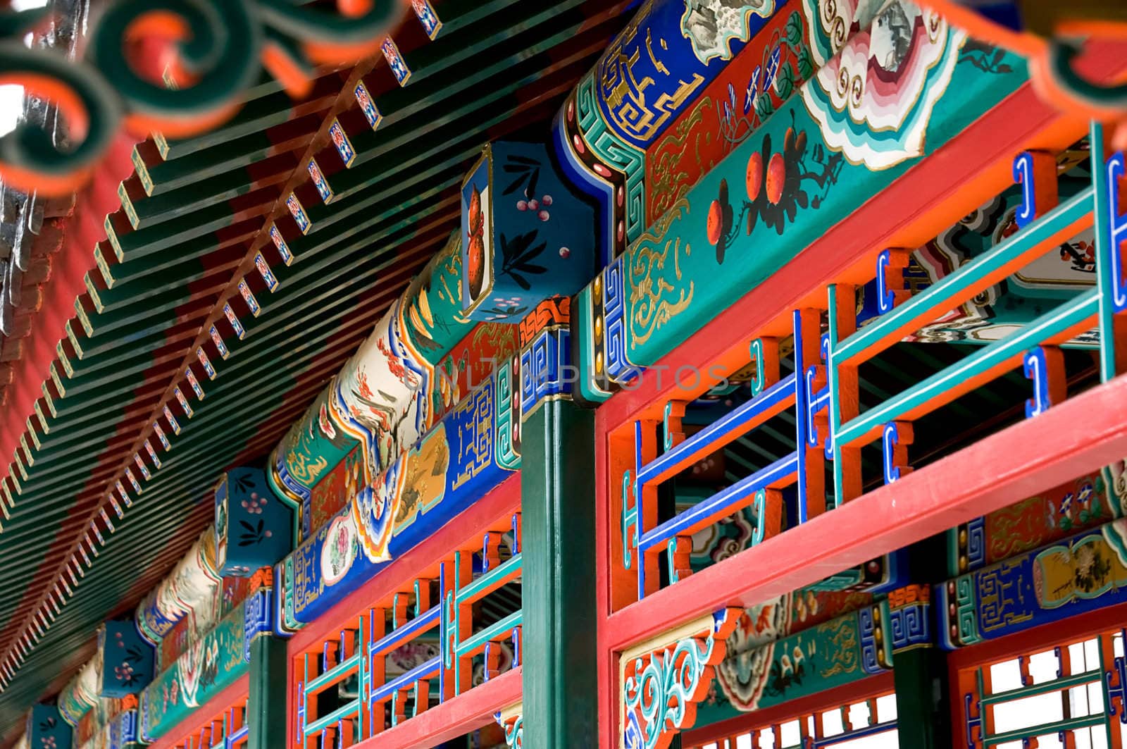 The details of (Chinese) corridor architecture with colorful painting