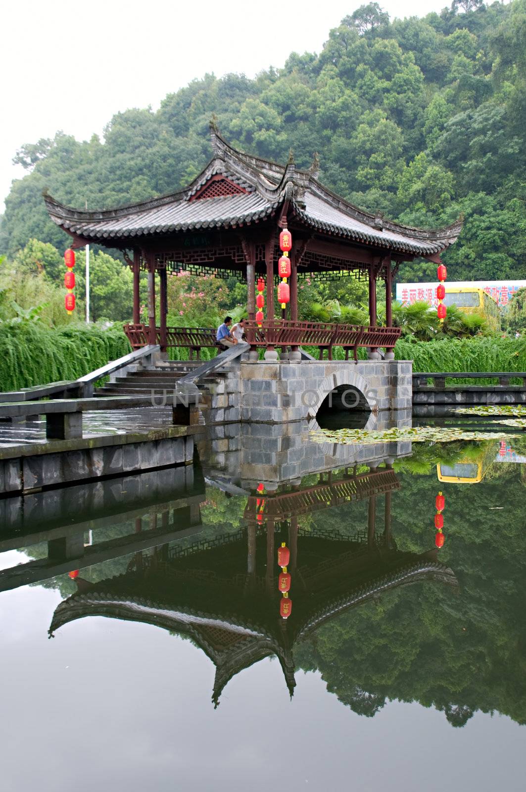 The house and  pavilion of Chinese garden, jiangxi