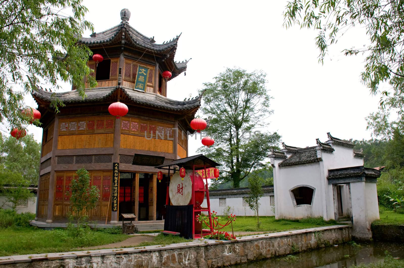 The pagoda and  pavilion of Chinese garden, jiangxi