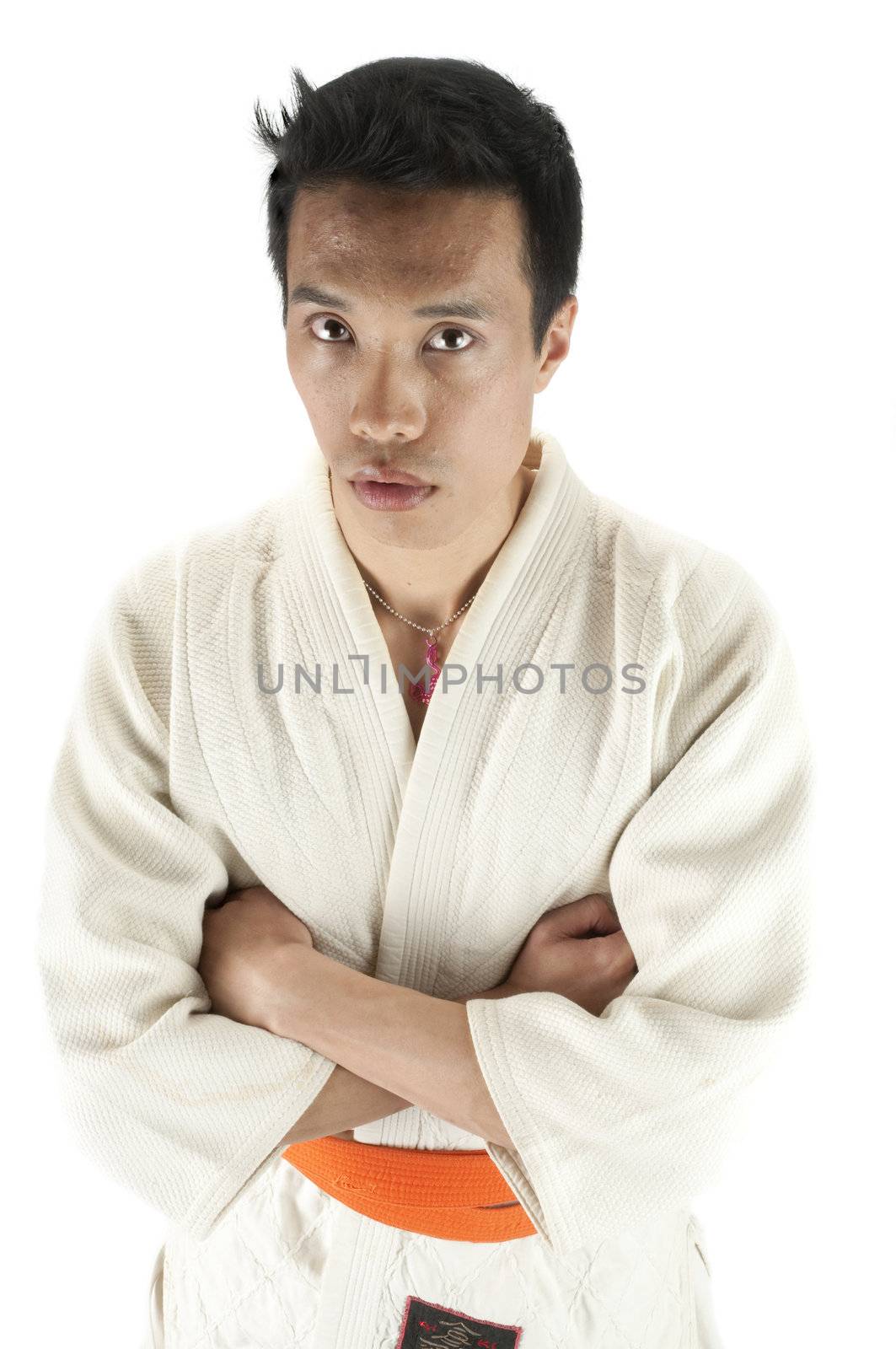 young asian martial arts practitioner in closeup