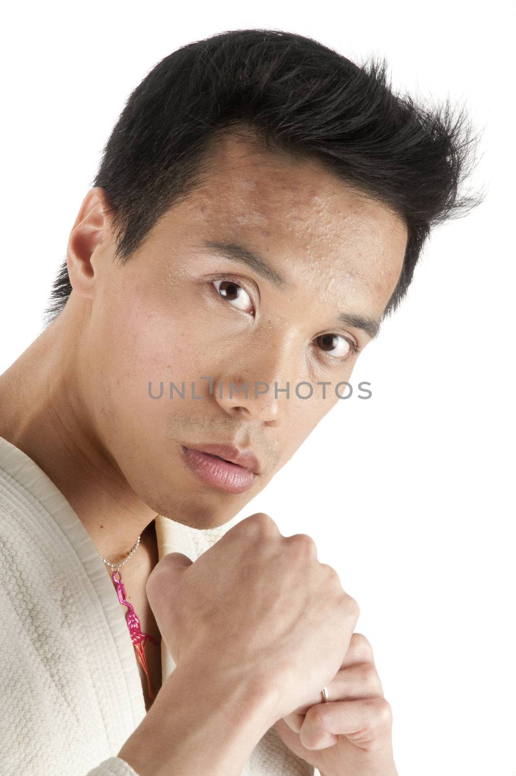 young asian martial arts practitioner in closeup