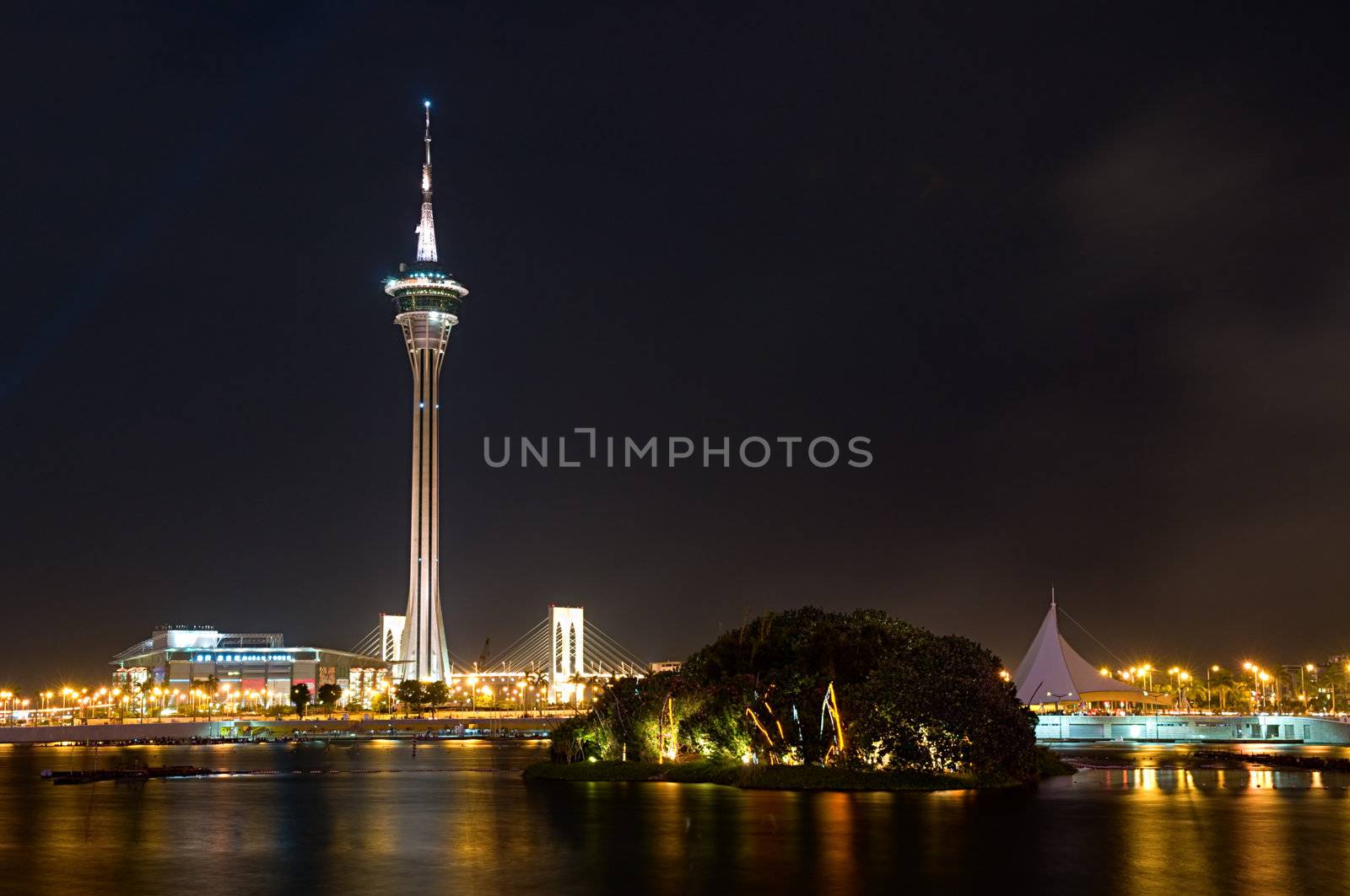 The evening of Macau Tower Convention and Entertainment Center