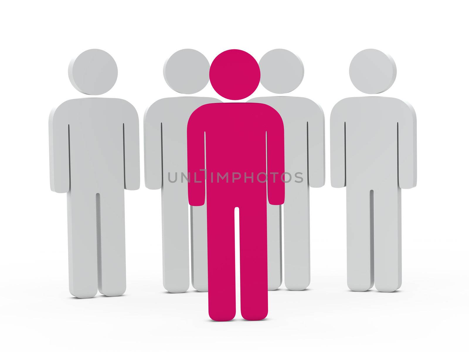 3d man leadership pink stand in series