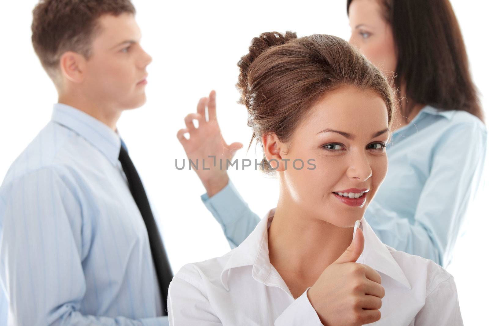 Young businesswoman with thumbs up by BDS