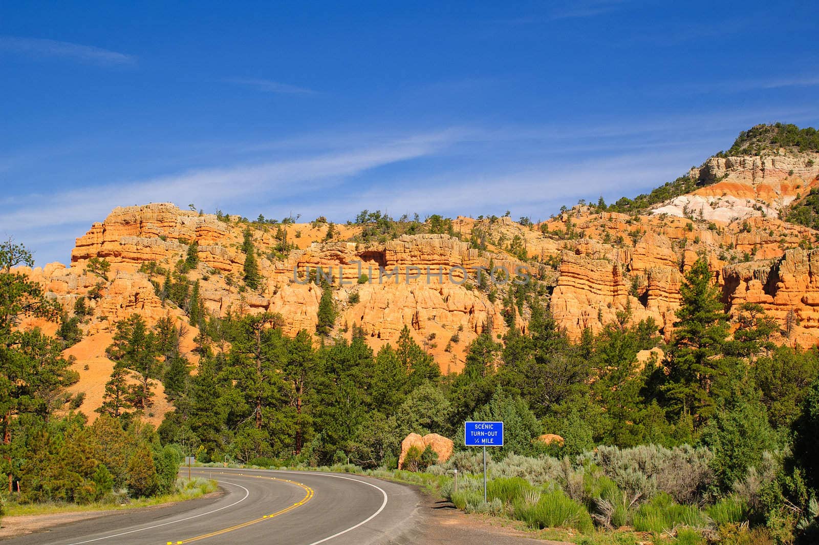 Road into Cedar Breaks national Park in Utah