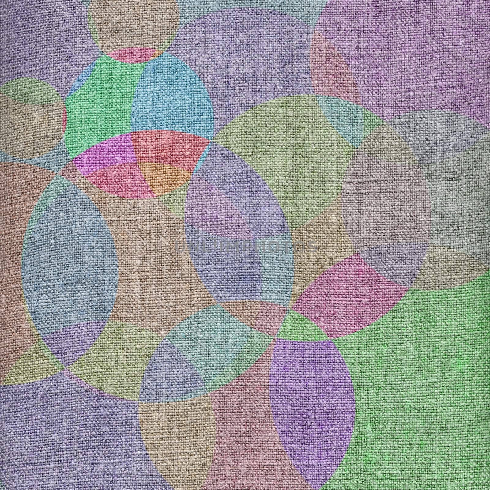 Abstract backgrounds, colour circle on a linen canvas