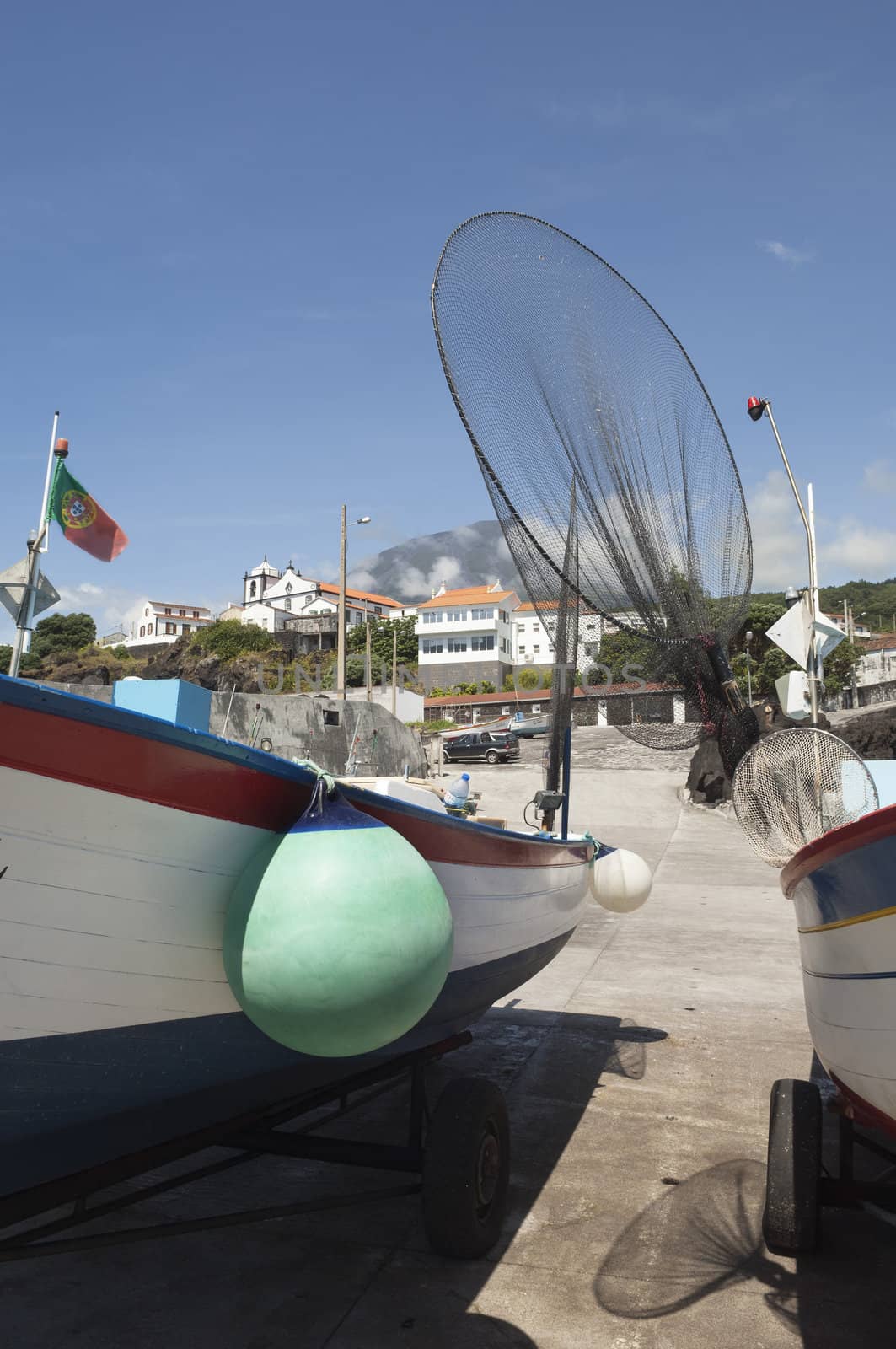 Detail of traditional fishing boats in Pico island, Azores