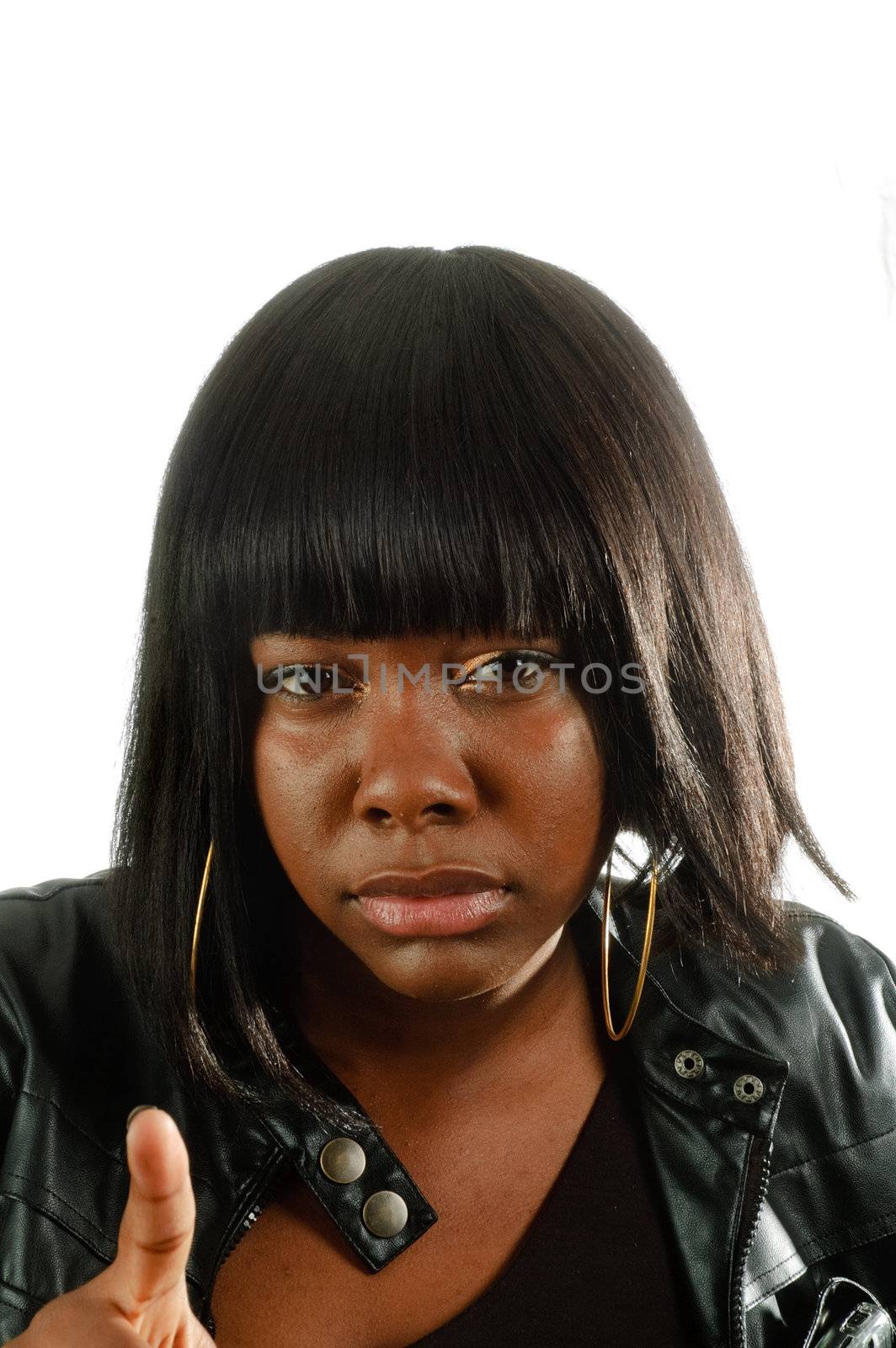 Young smiling African American woman in closeup by jeffbanke