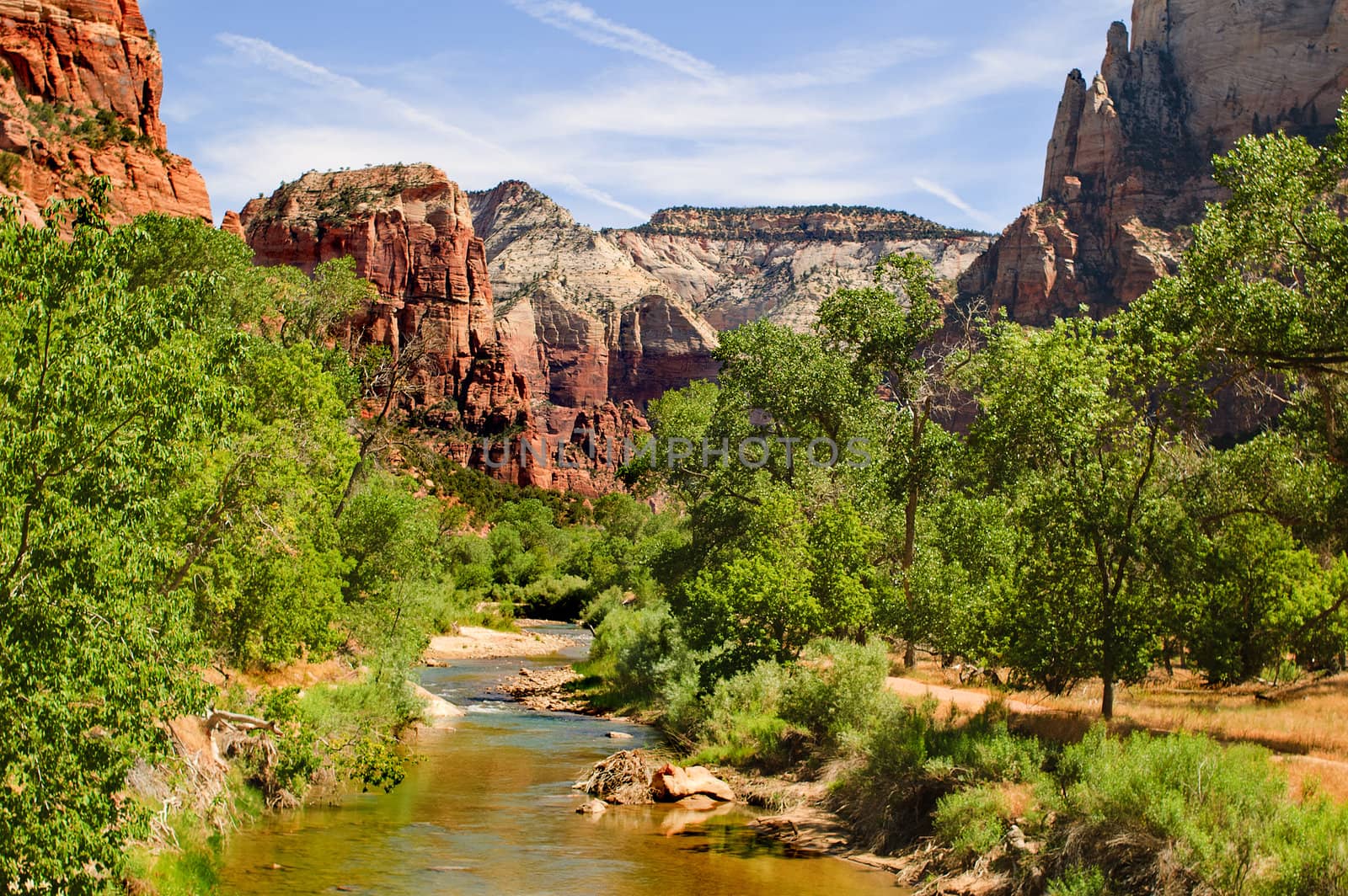 Scenic views of the State park Zion Park in Utah