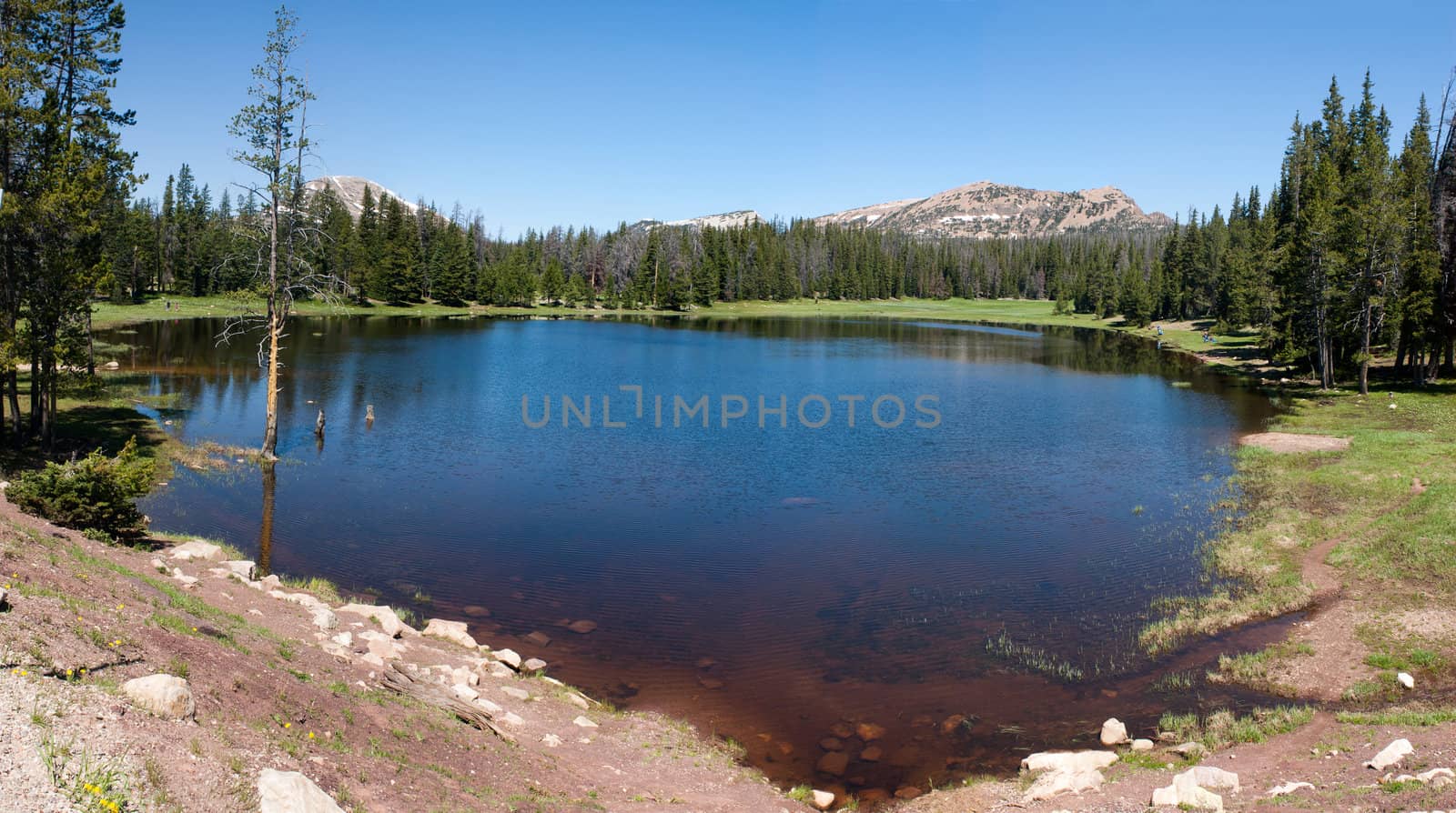 panorama of small lake in Utah above Park city, Utah, USA