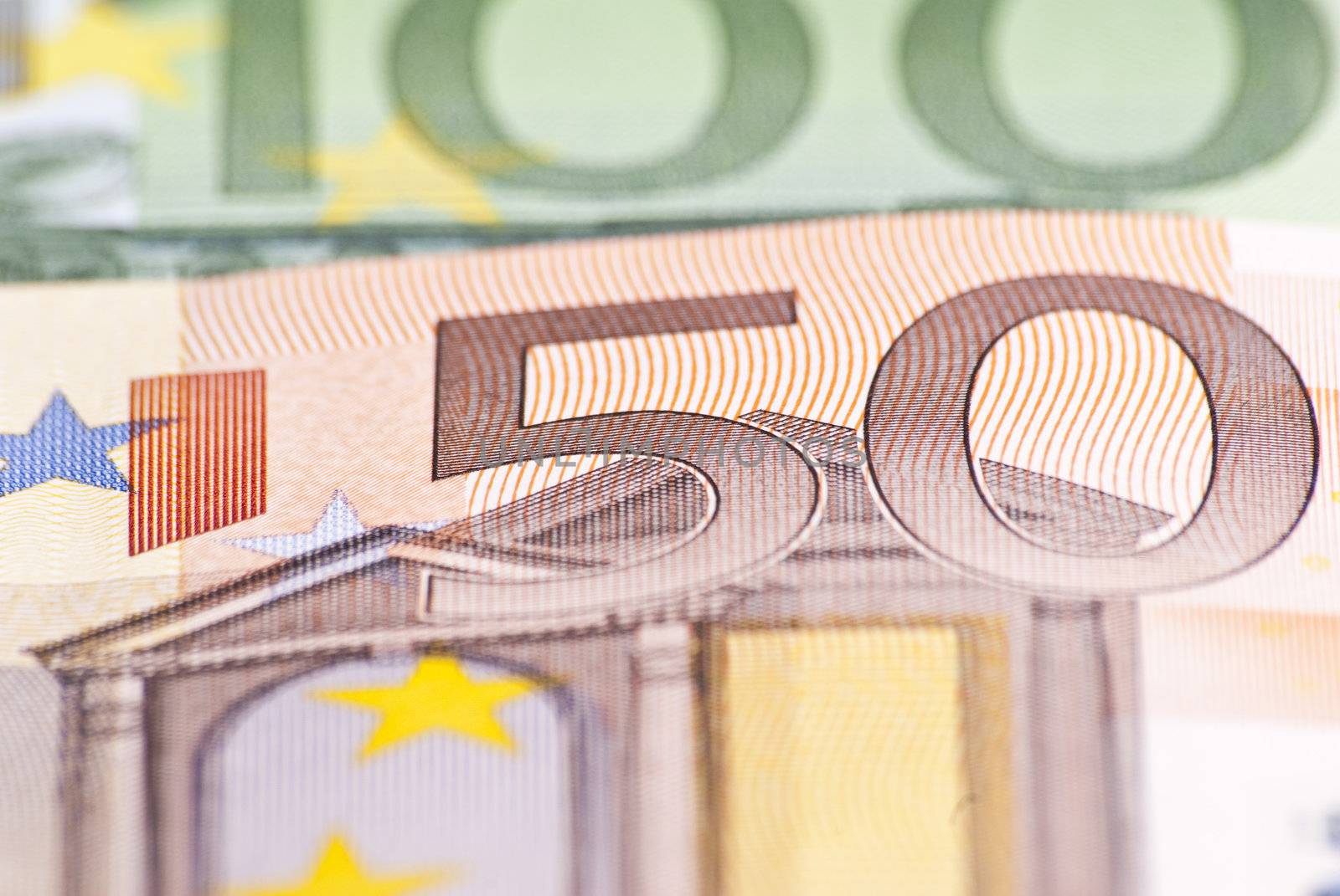 50 Euro Money Banknote In Macro