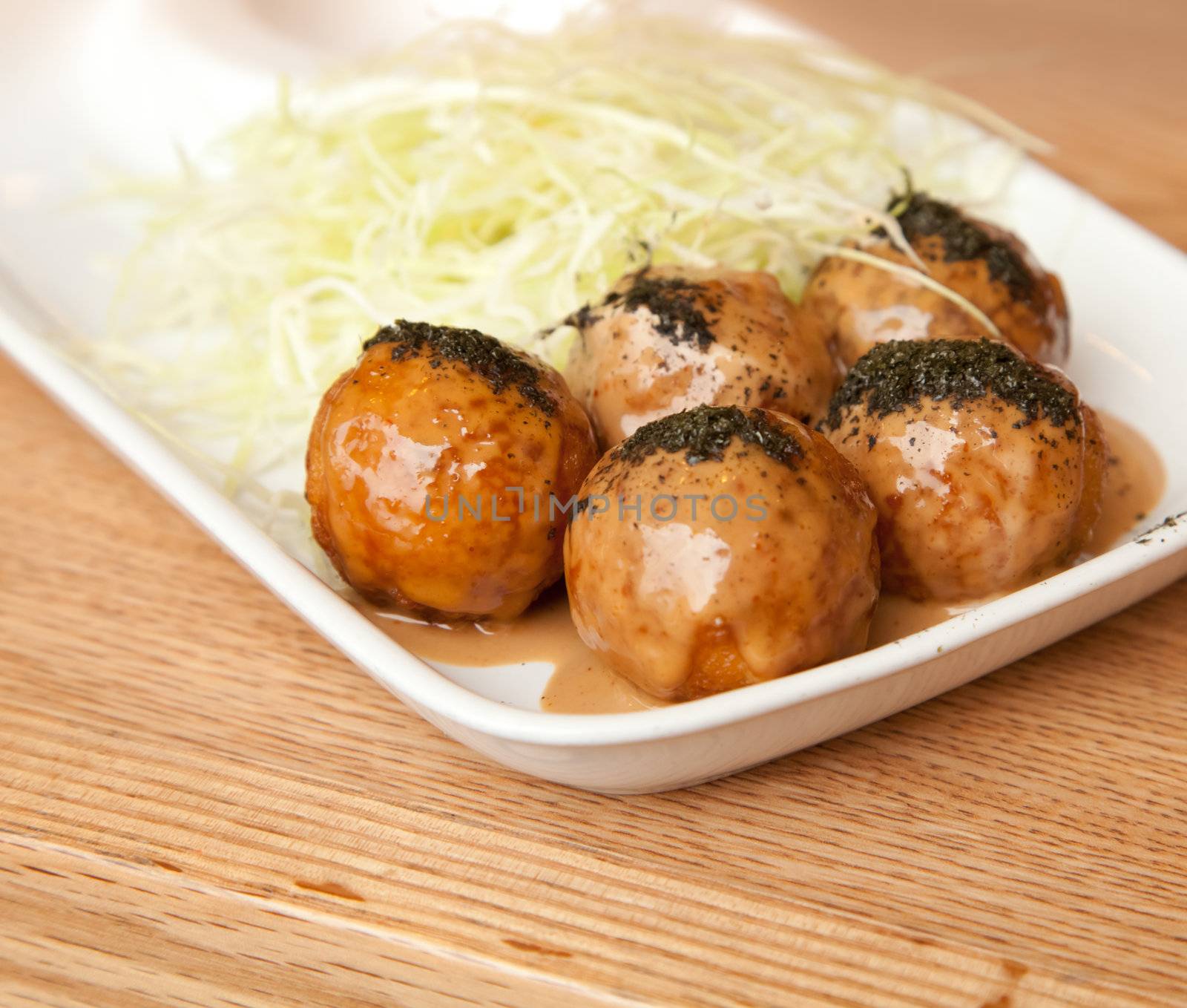 Takoyaki : Meat balls as Japanese style.