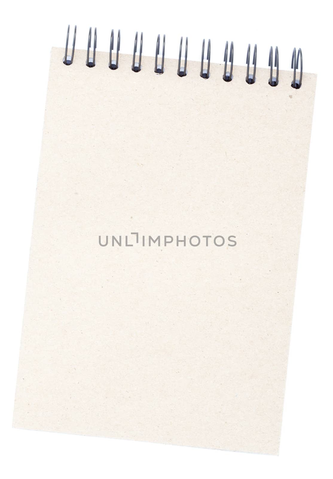 White paper on white background of ring binder notebook.