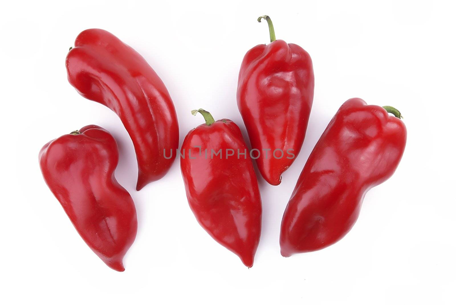 Fifth Peppers in group on white background