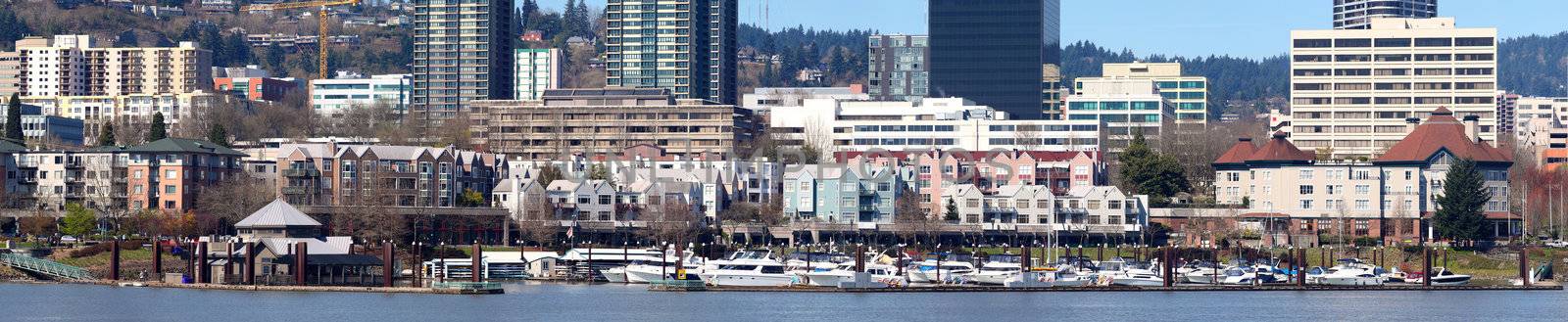The waterfront marina panorama, Portland Oregon. by Rigucci
