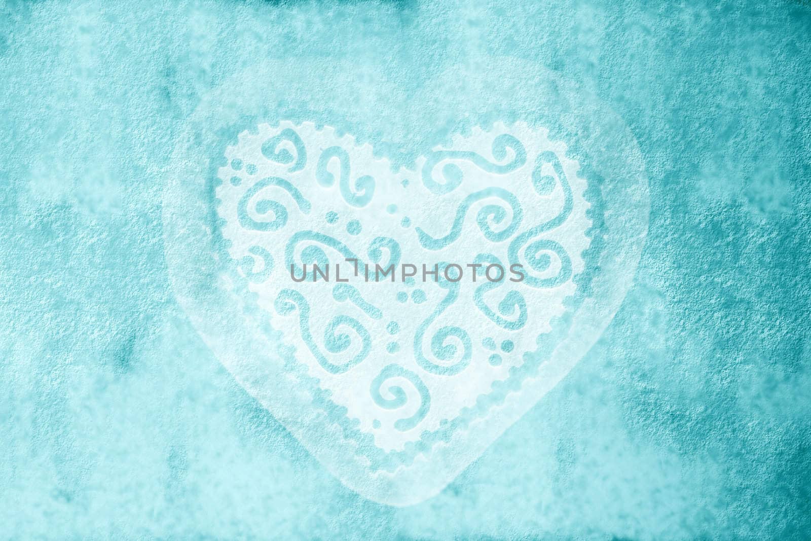 rustic blue background with a heart