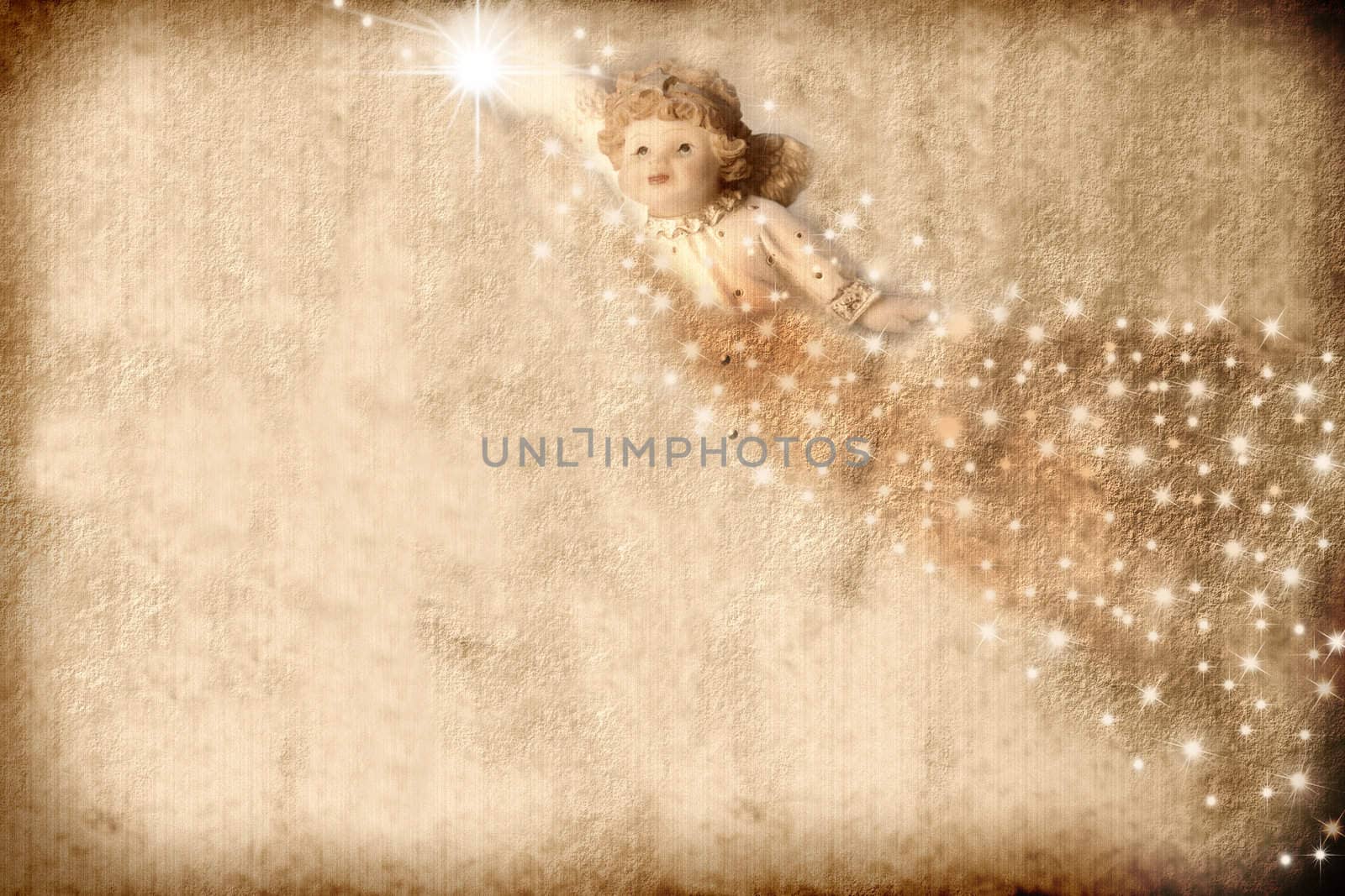 Vintage Christmas Card Angel by Carche