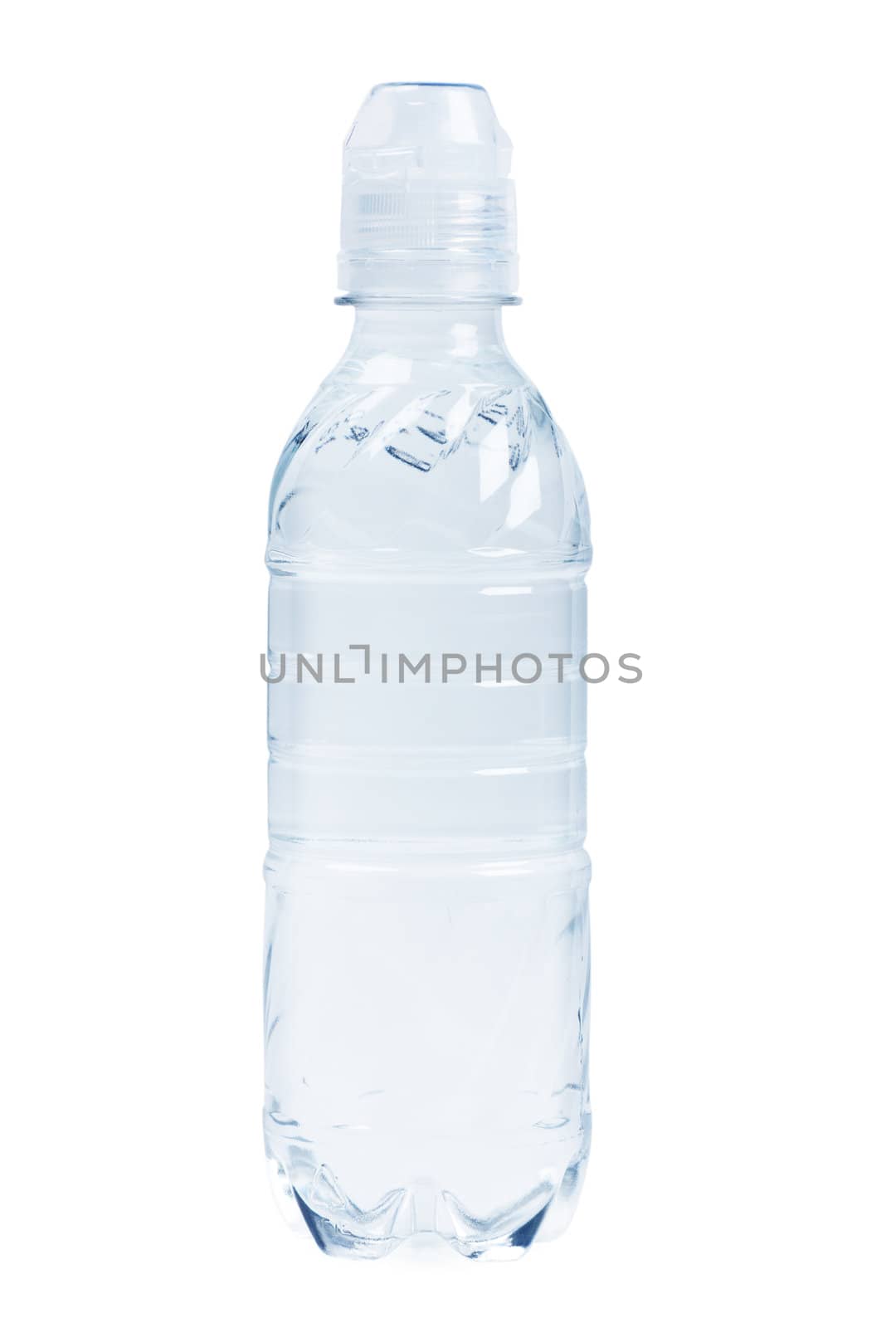 Plastic bottle with water isolated over white background