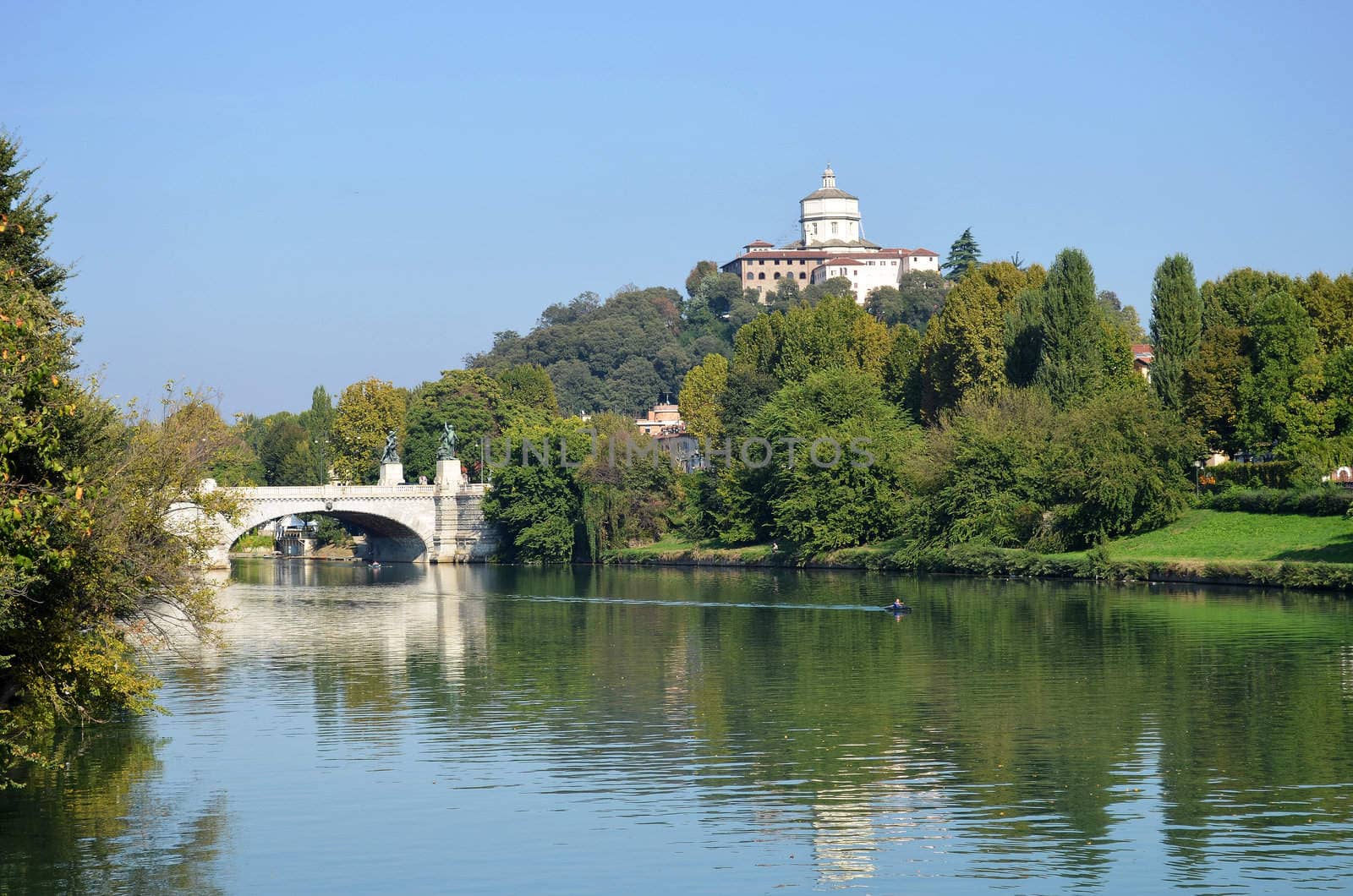 Turin river Po, banks and bridge