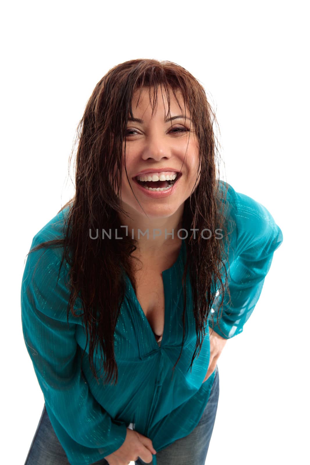 Happy vibrant girl laughing by lovleah